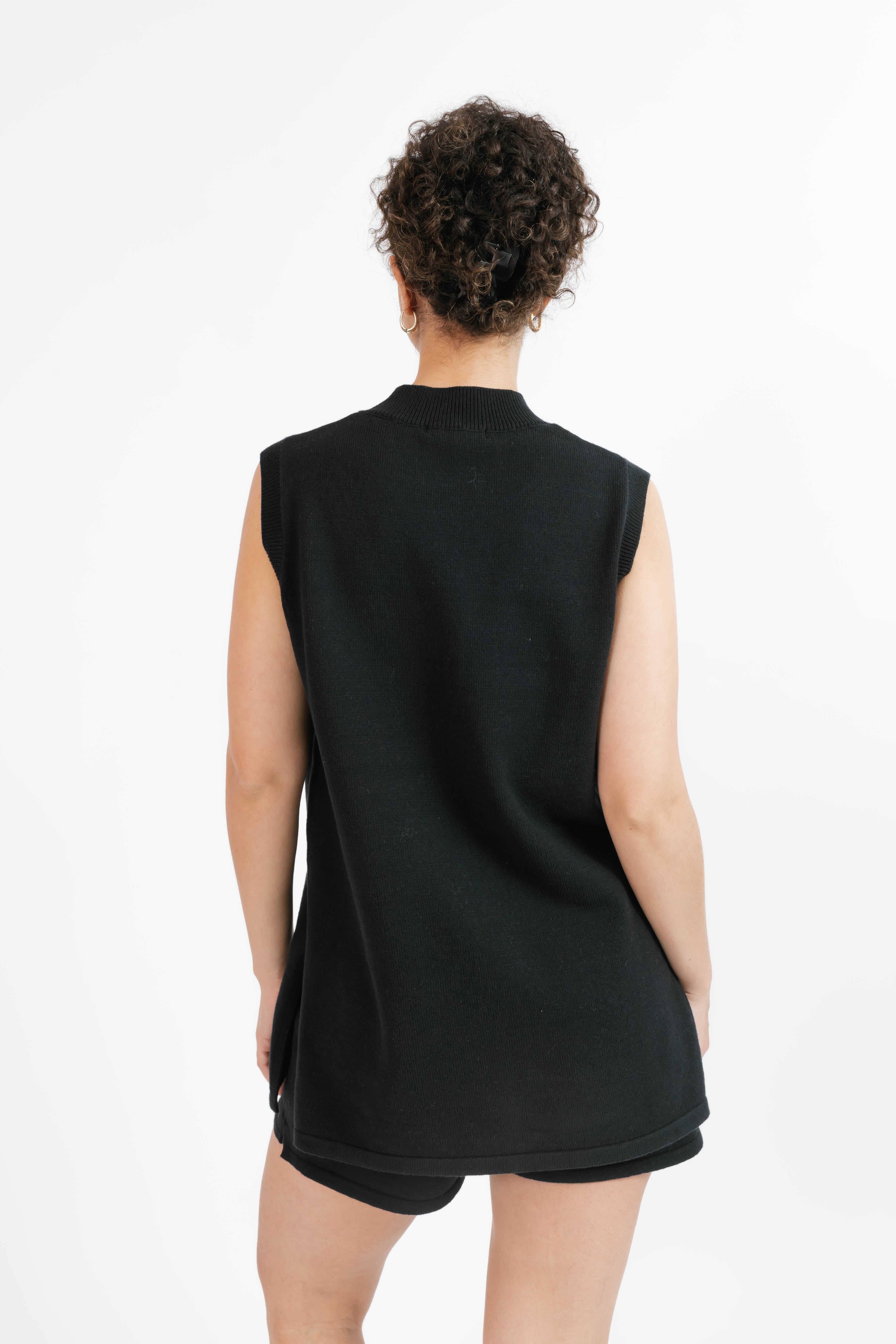 Knit Sleeveless Tunic in Midnight Black