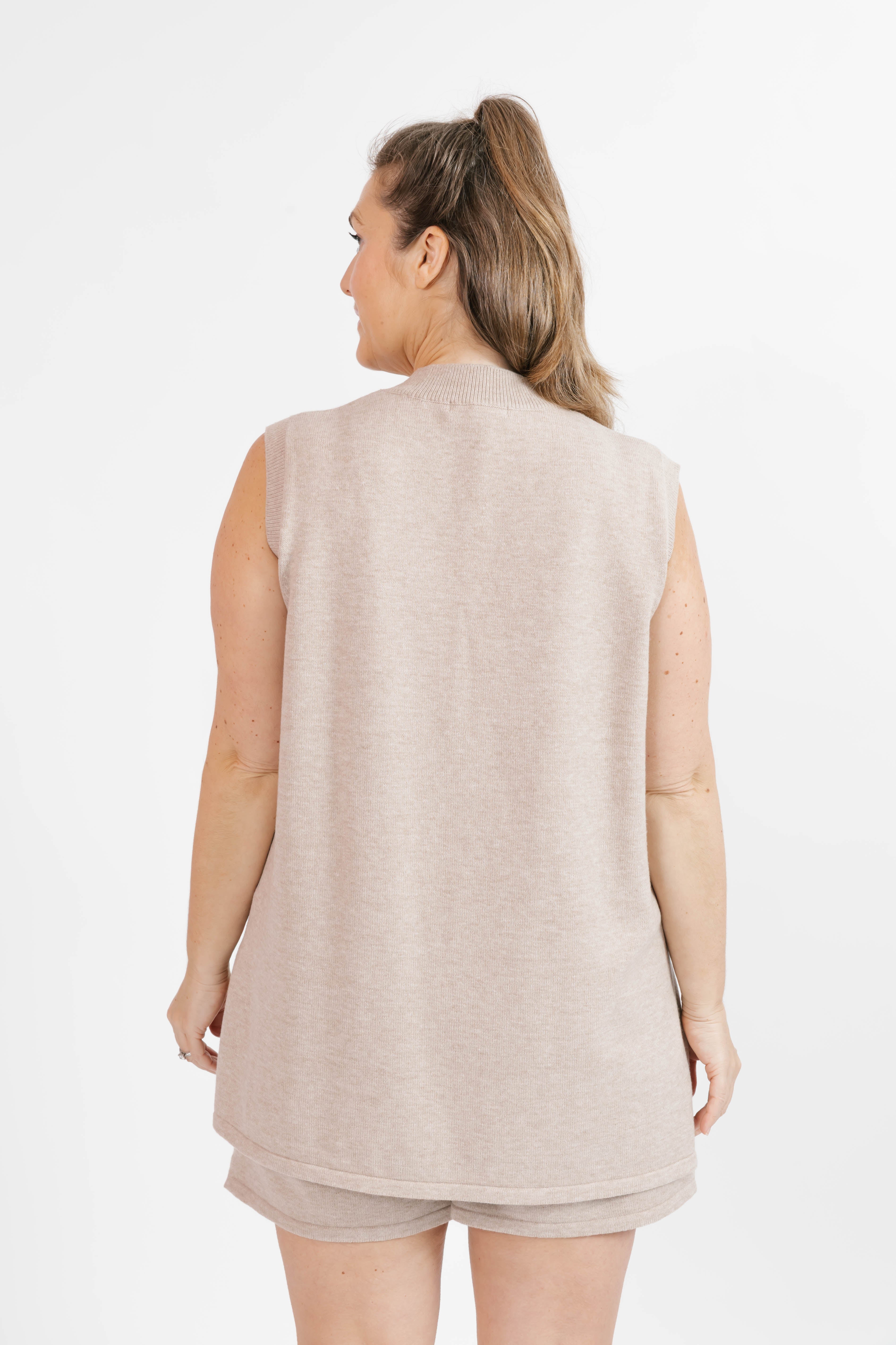 Knit Sleeveless Tunic in Oatmeal