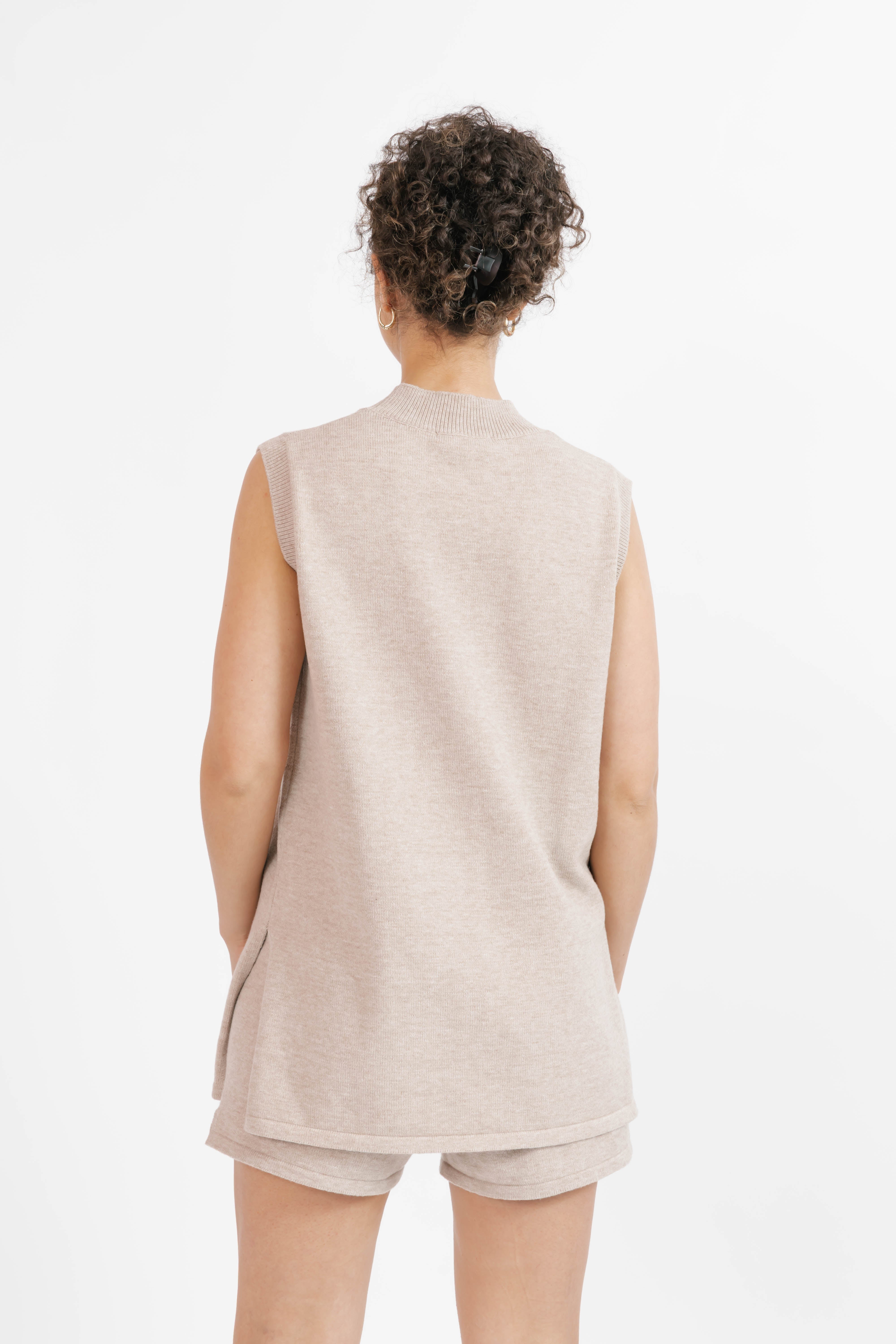 Knit Sleeveless Tunic in Oatmeal