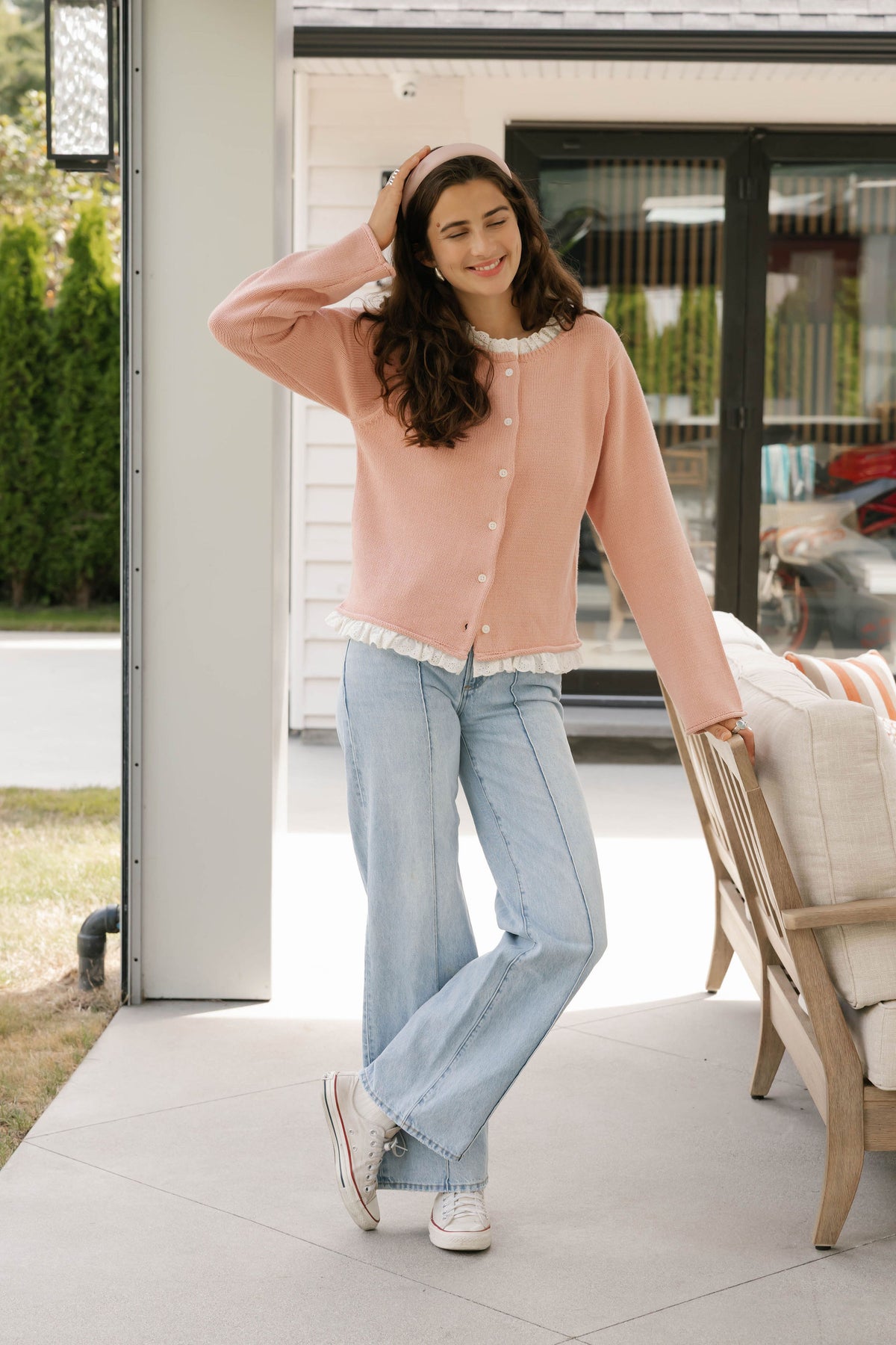 Lacy Cardigan in Dusty Rose