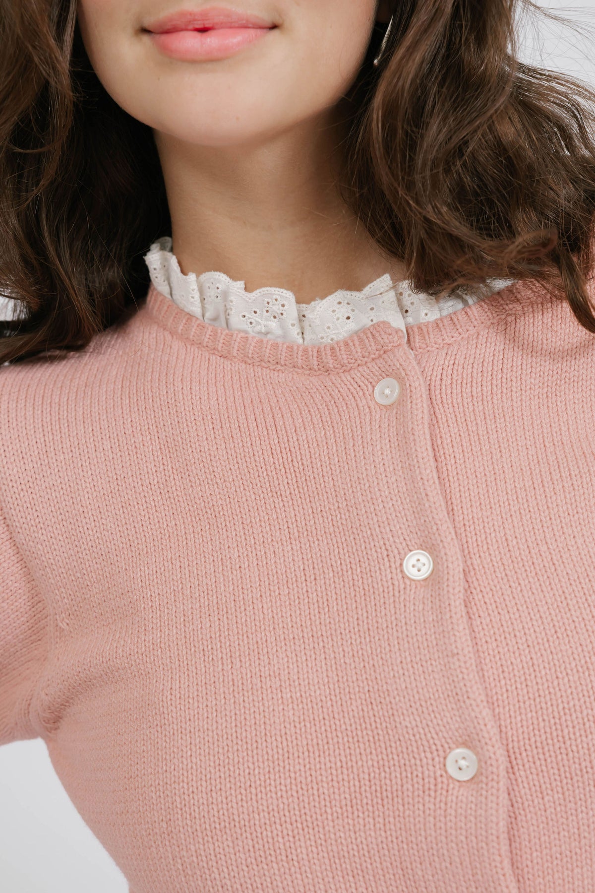Lacy Cardigan in Dusty Rose