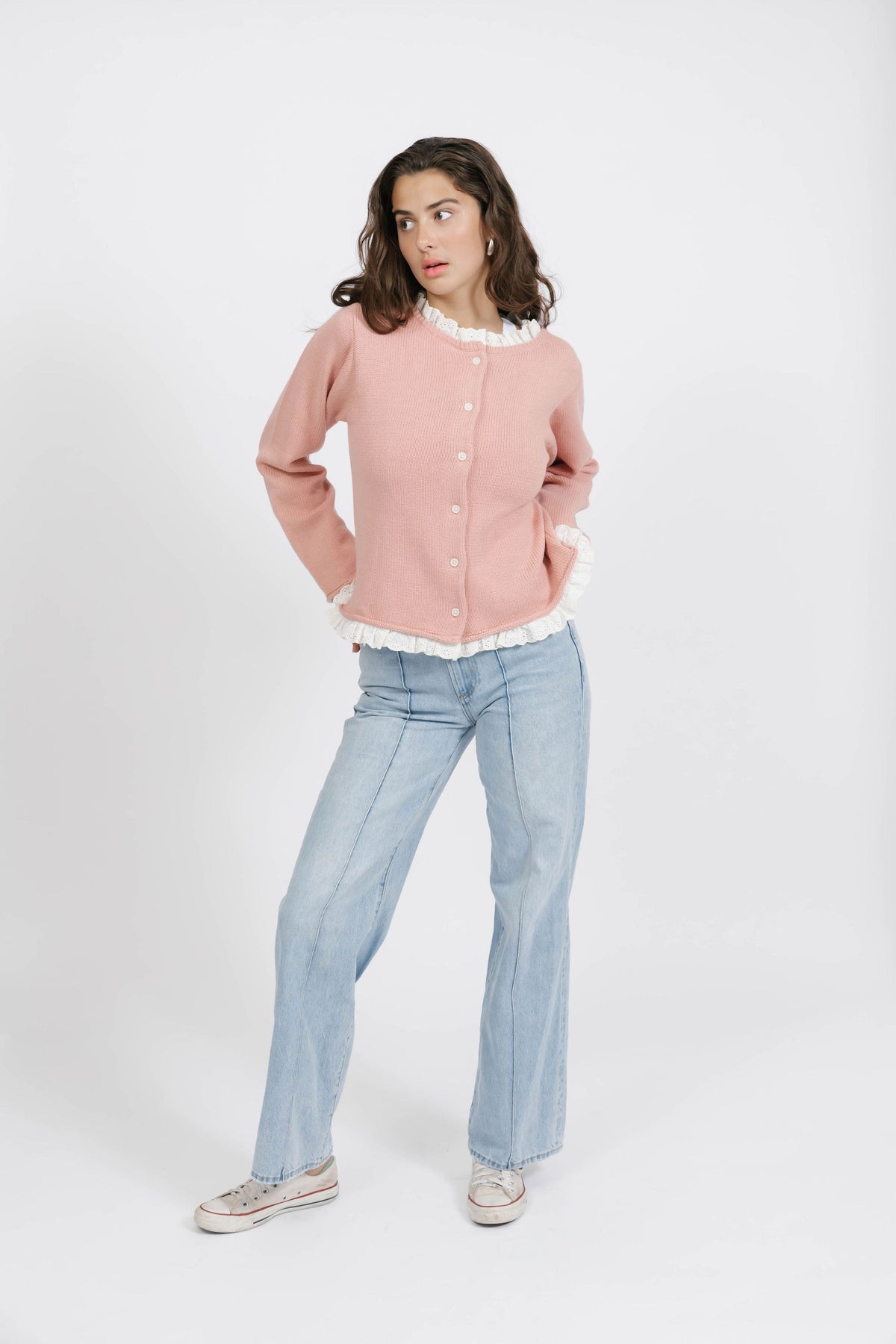 Lacy Cardigan in Dusty Rose