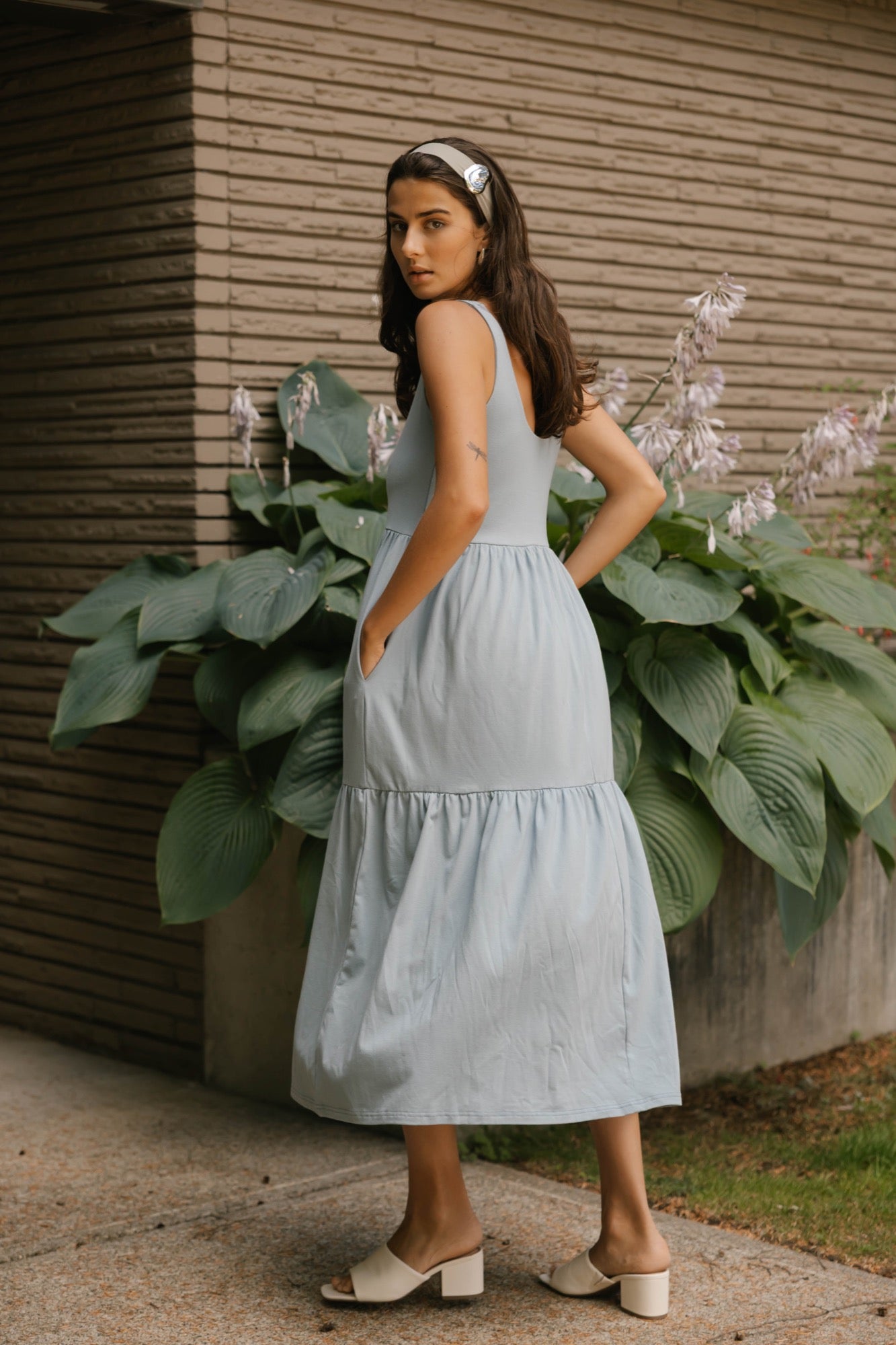 Lake Maxi Dress in Dusty Light Blue