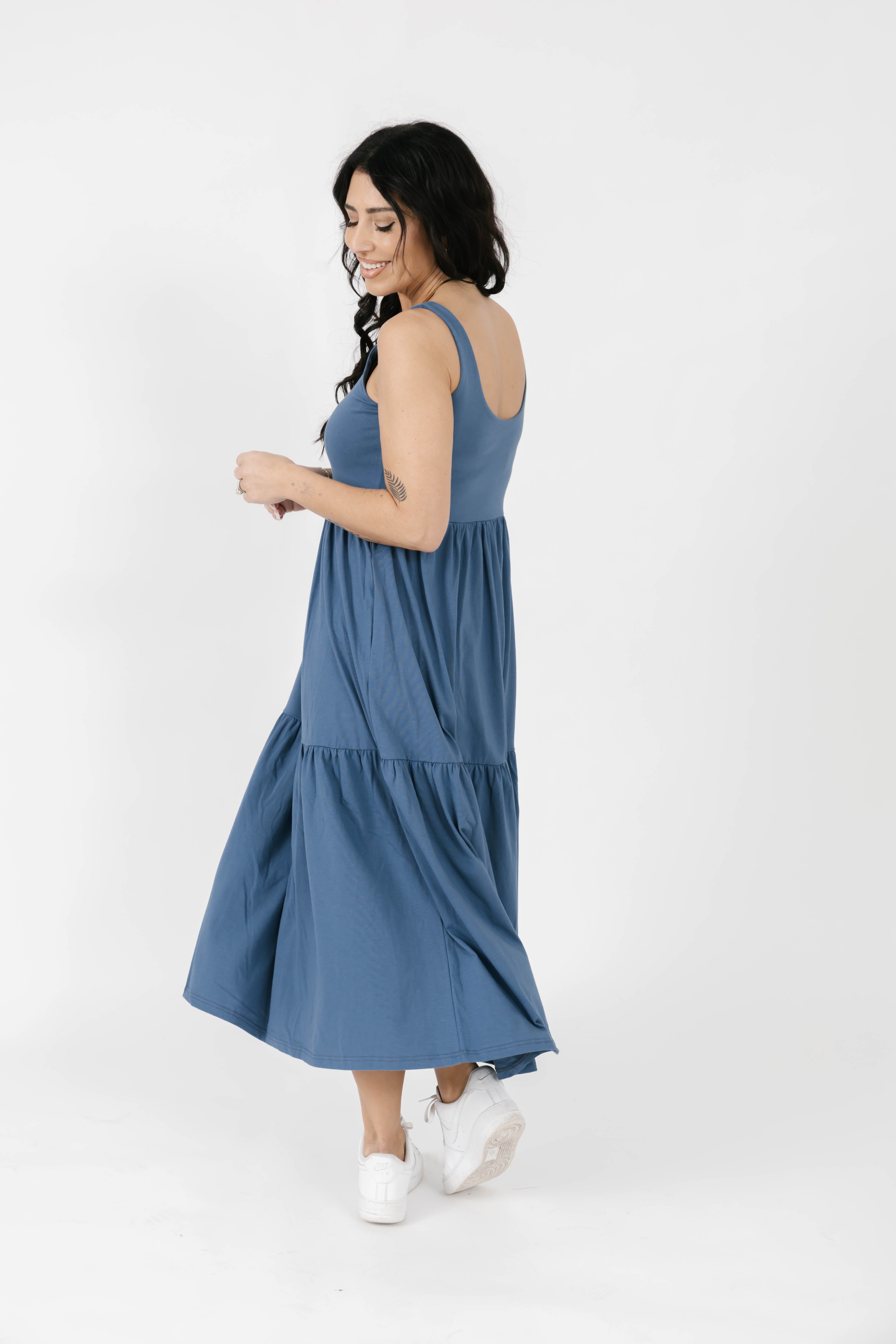 Lake Maxi Dress in Stone Blue