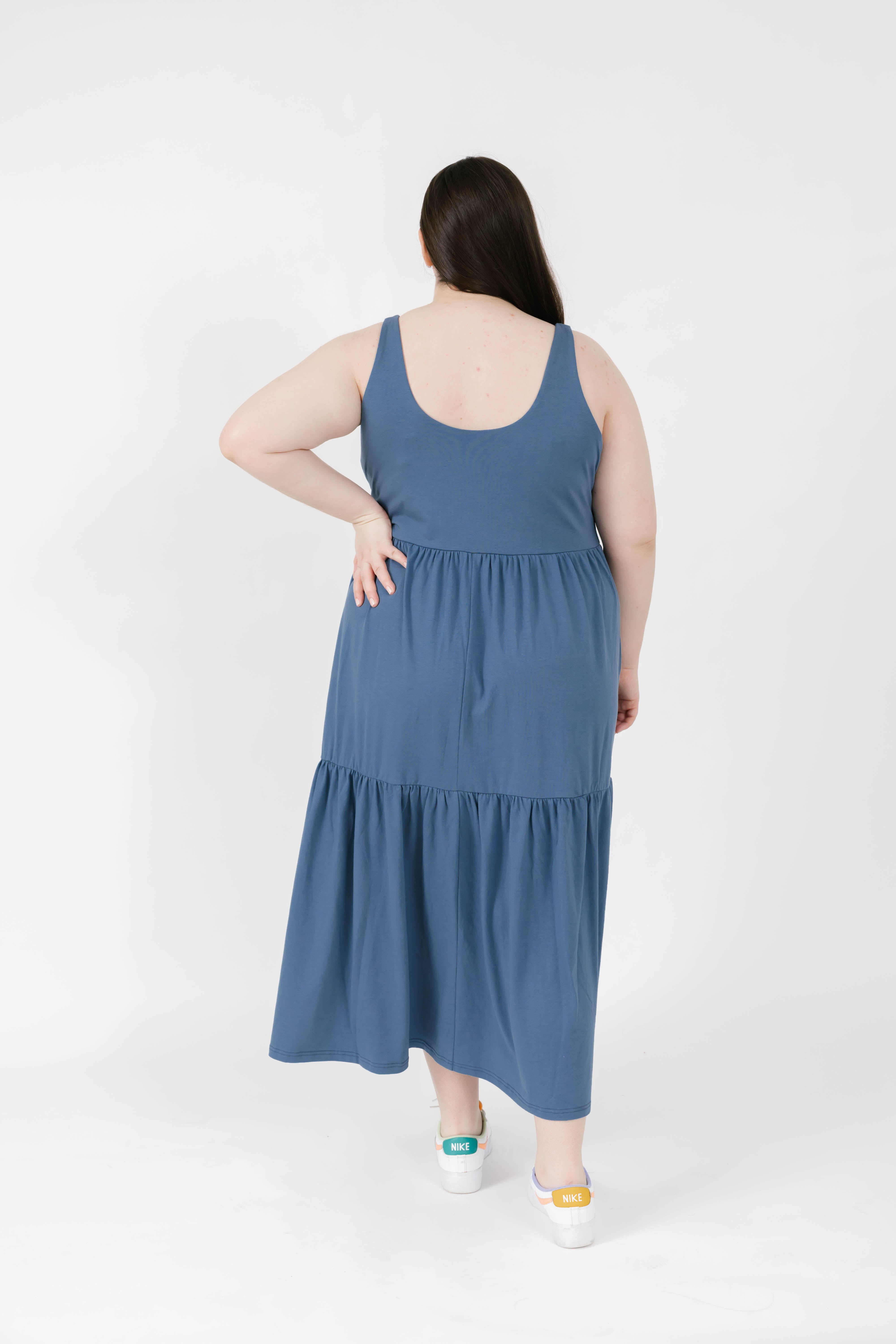 Lake Maxi Dress in Stone Blue