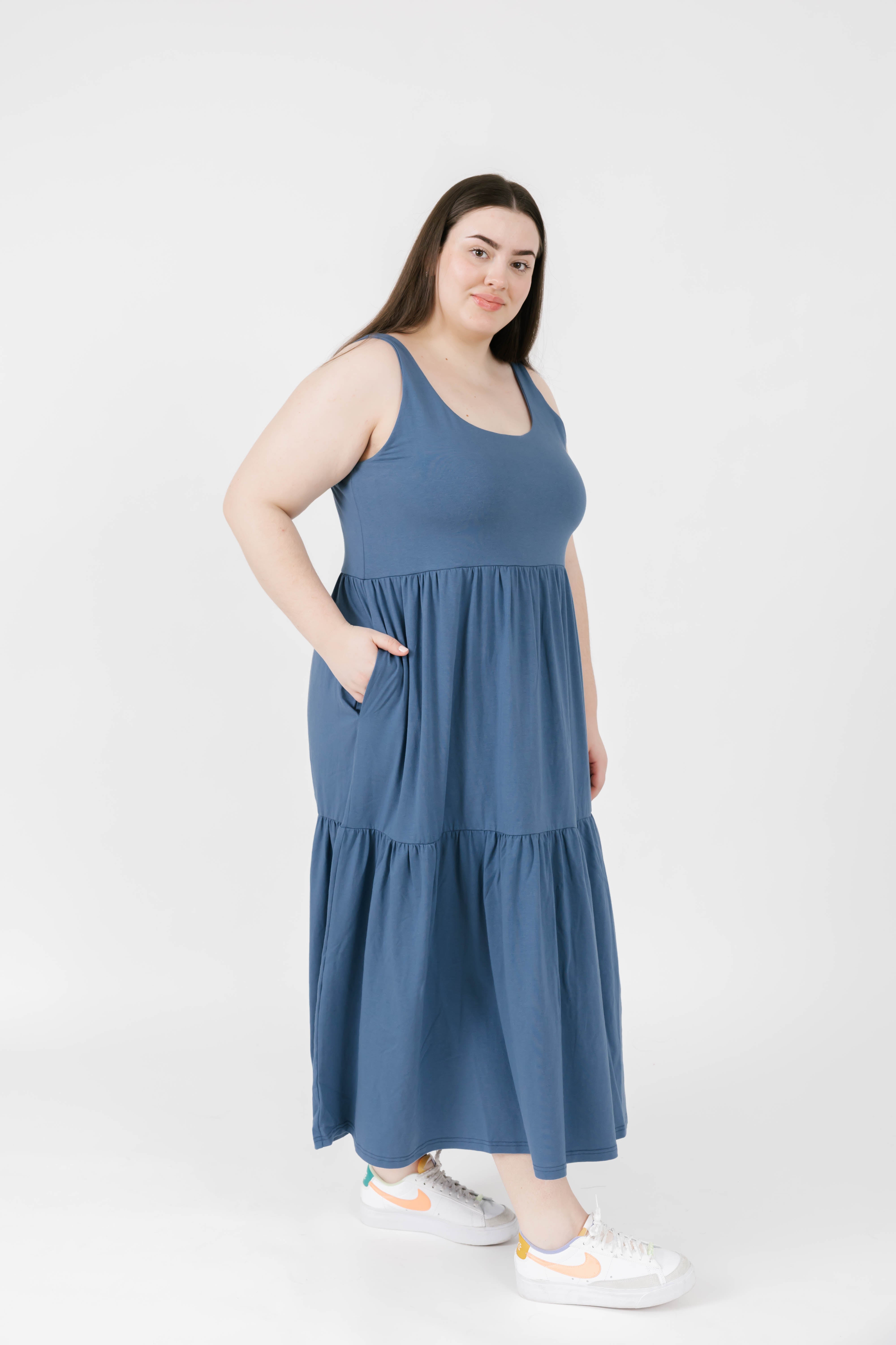 Lake Maxi Dress in Stone Blue