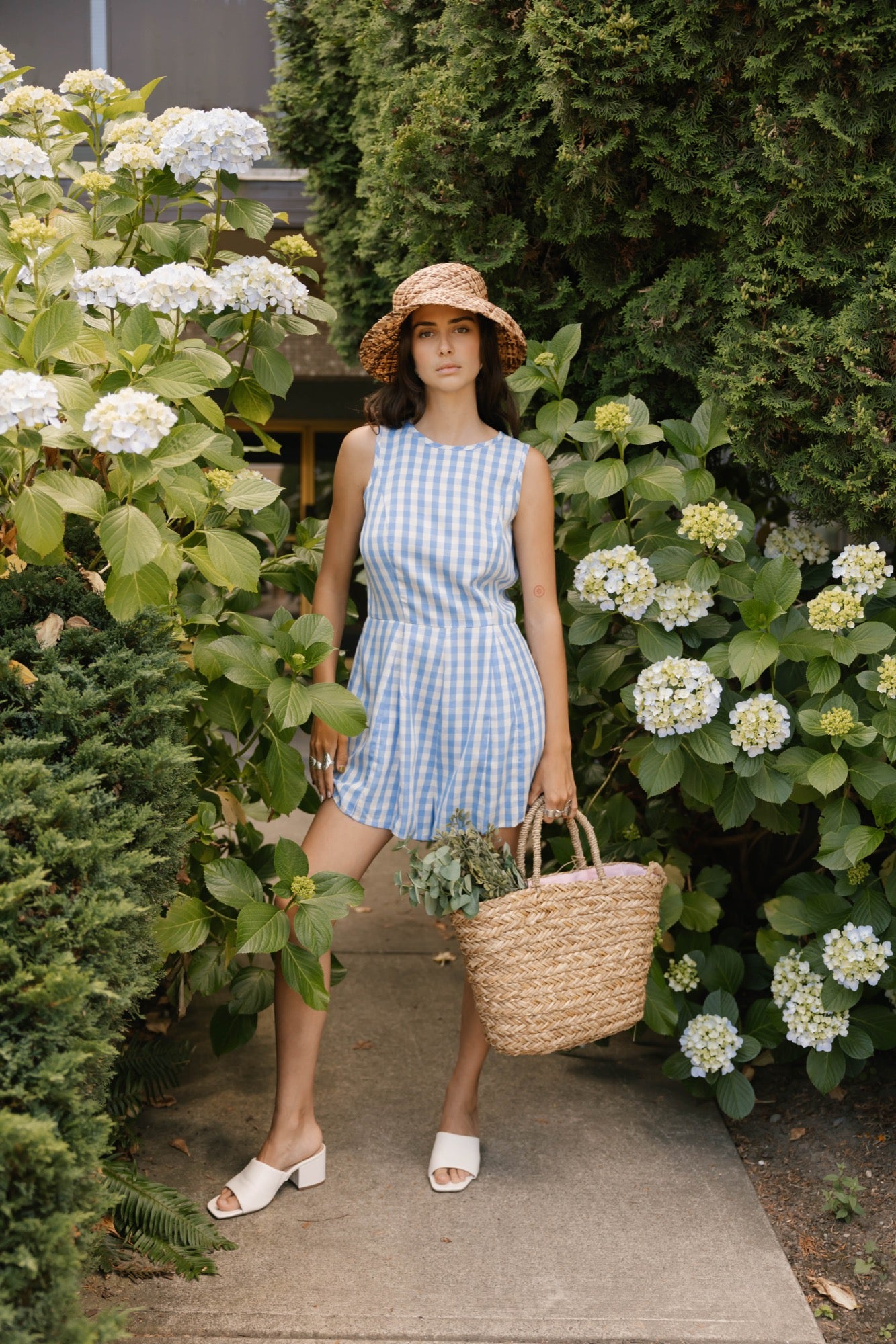 Laurel Romper in Light Blue Gingham