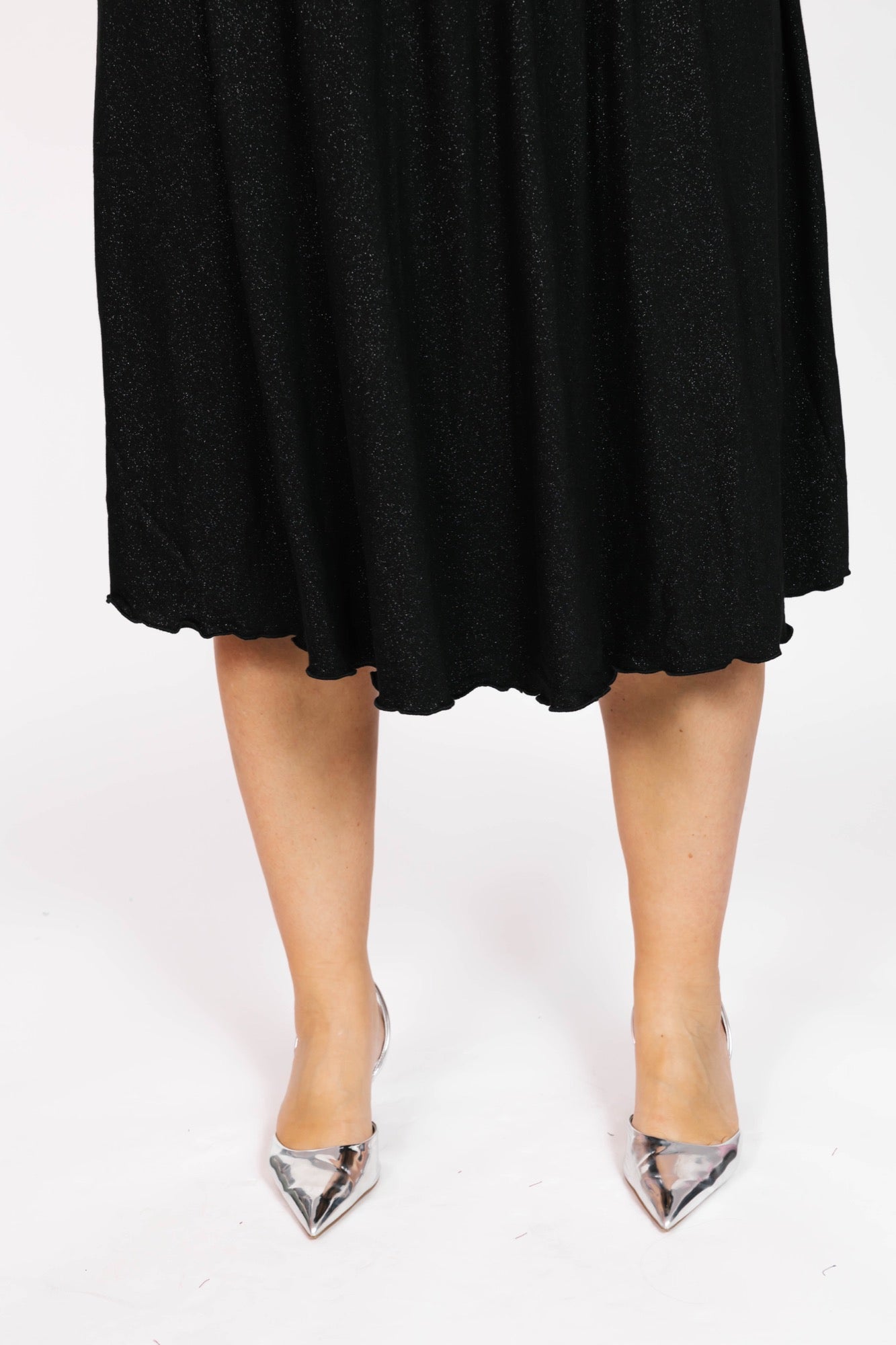 Leah Midi Dress in Sparkle Black