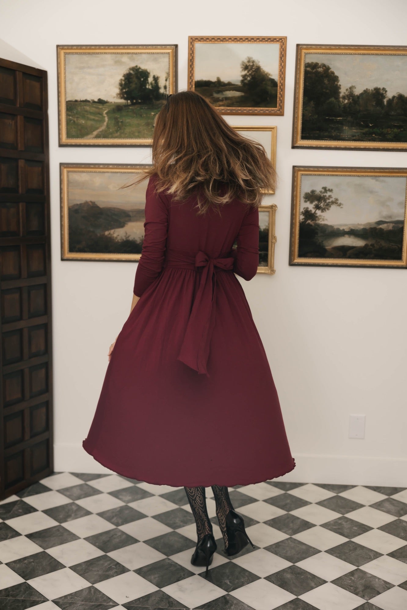 Leah Midi Dress in Bold Burgundy