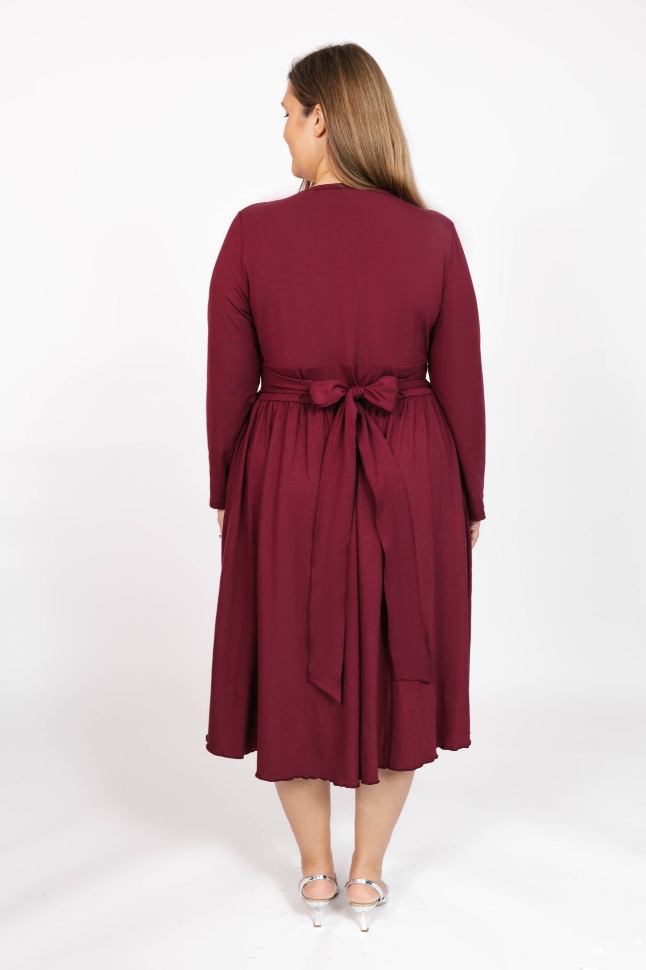 Leah Midi Dress in Bold Burgundy