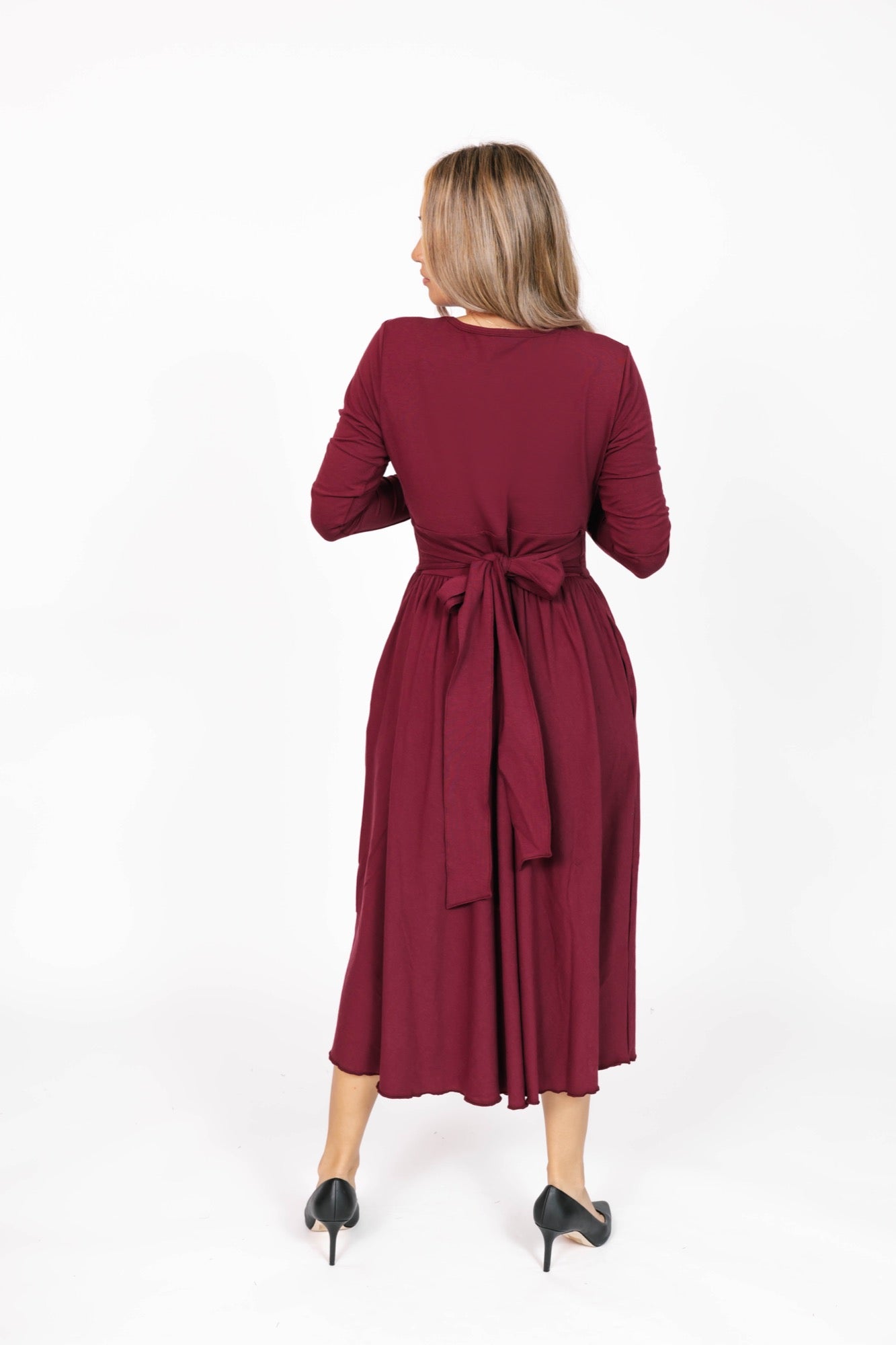 Leah Midi Dress in Bold Burgundy