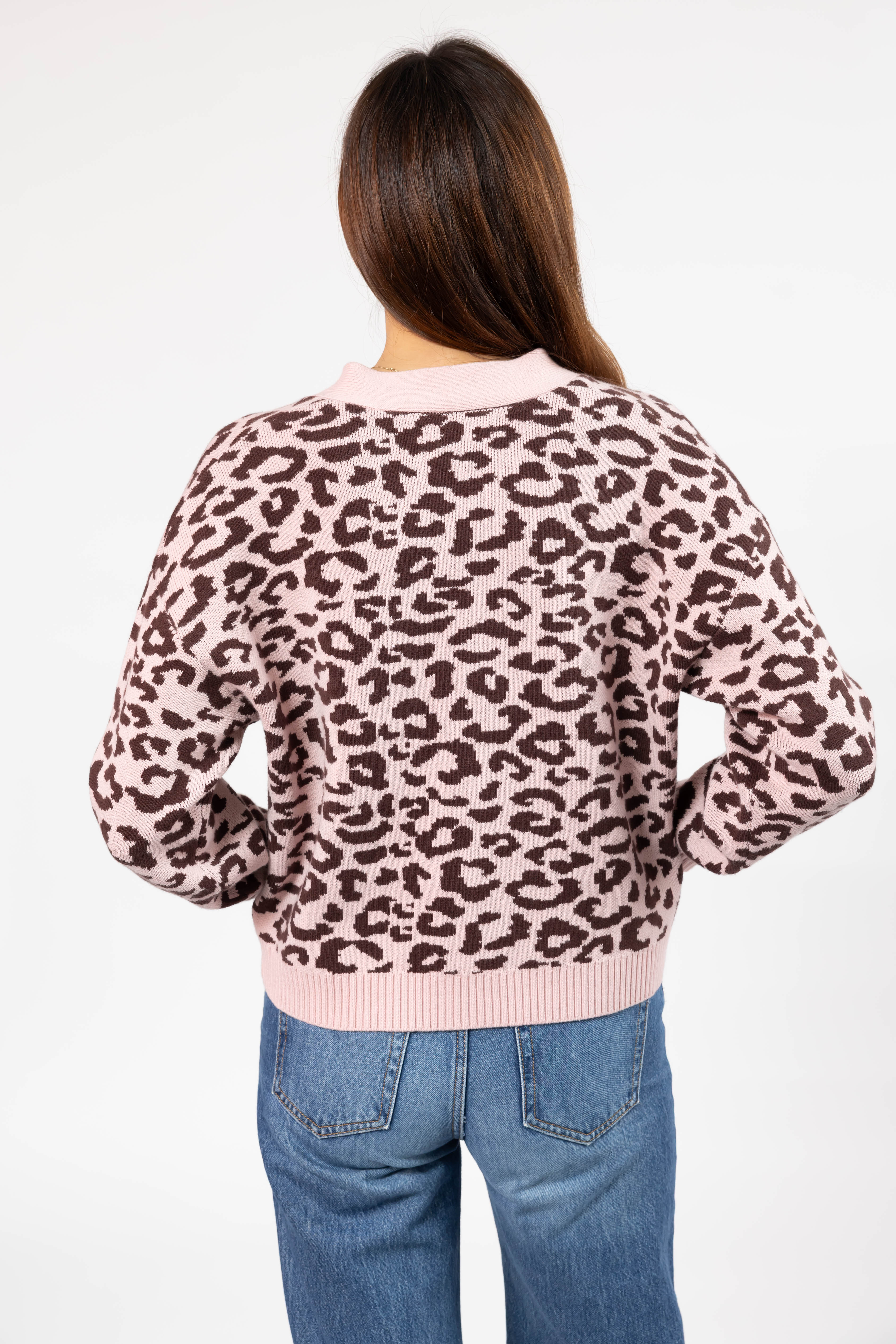 Leopard Cardigan in Antique Rose/Brown