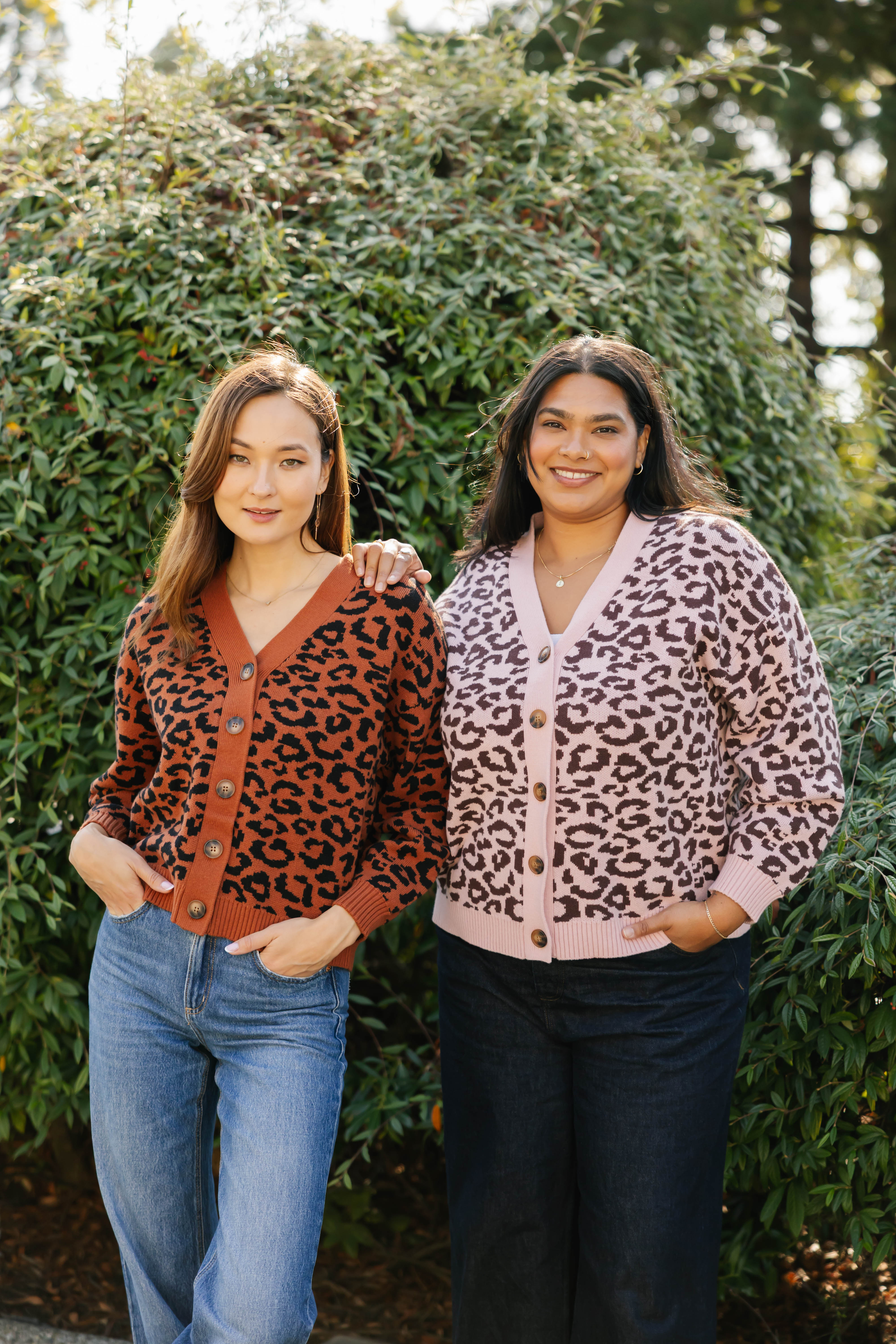 Leopard Cardigan in Antique Rose/Brown