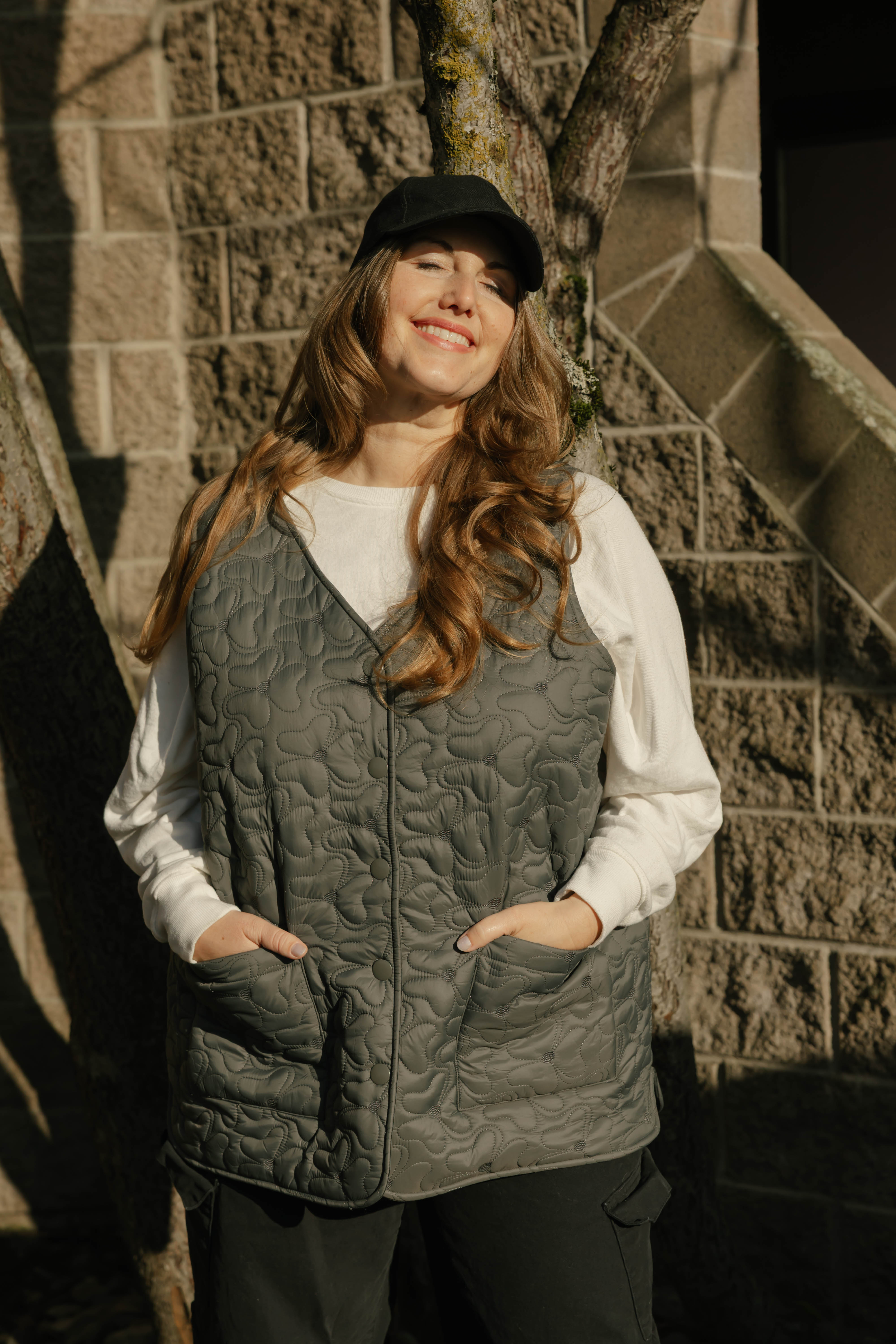 Carson Quilted Vest in Magnet Grey