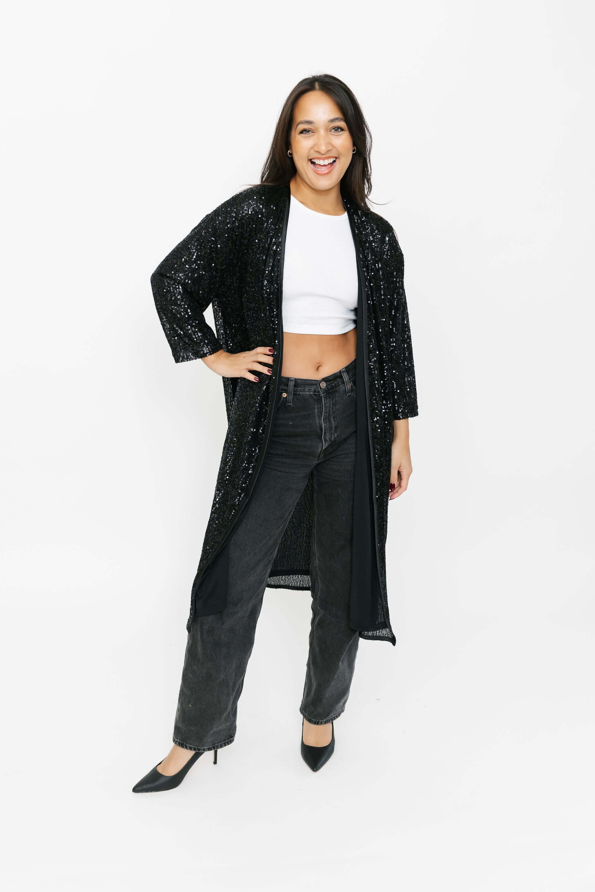 Smash + Tess Liv Sequin Duster in Evening Black