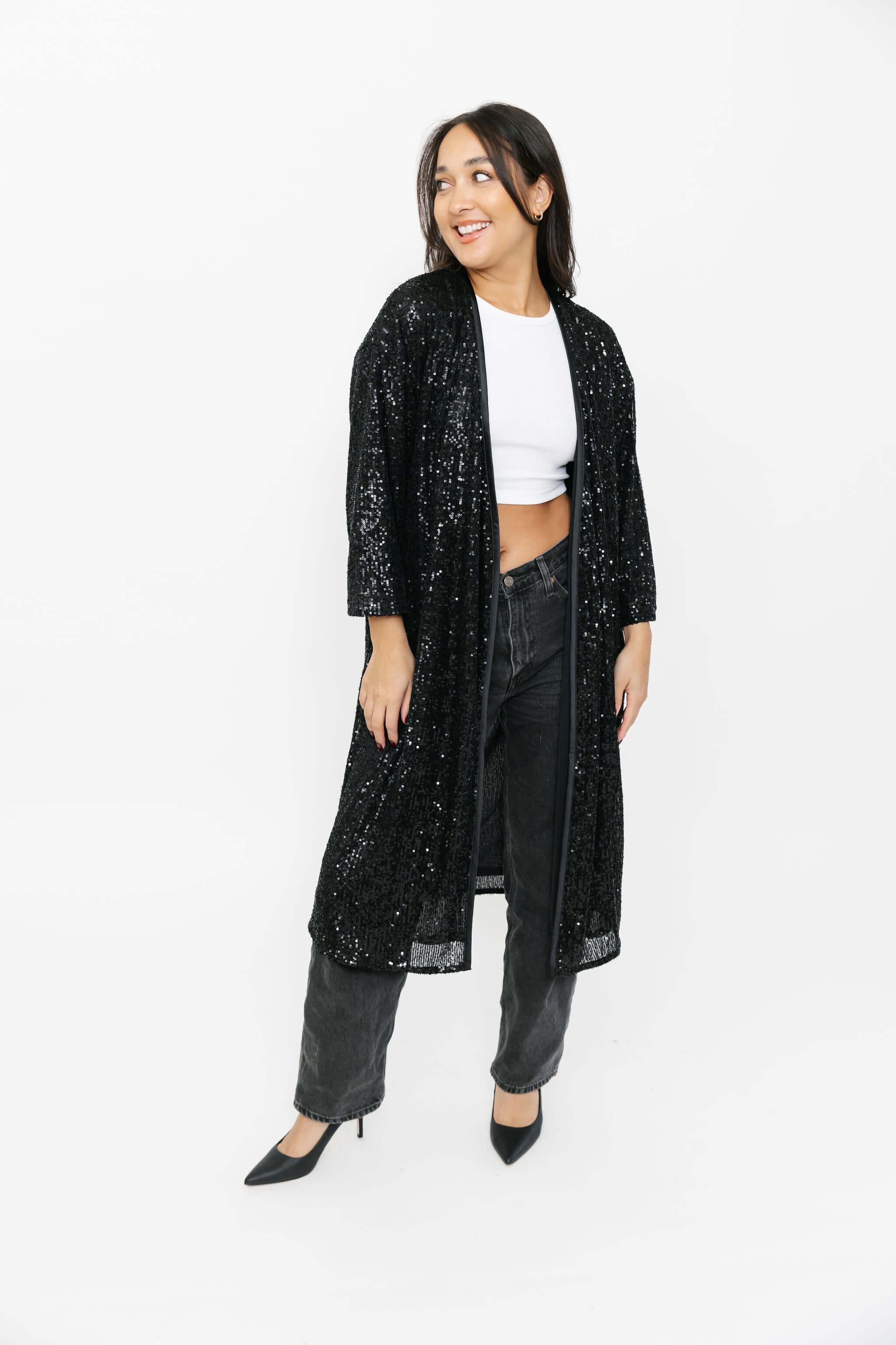 Smash + Tess Liv Sequin Duster in Evening Black