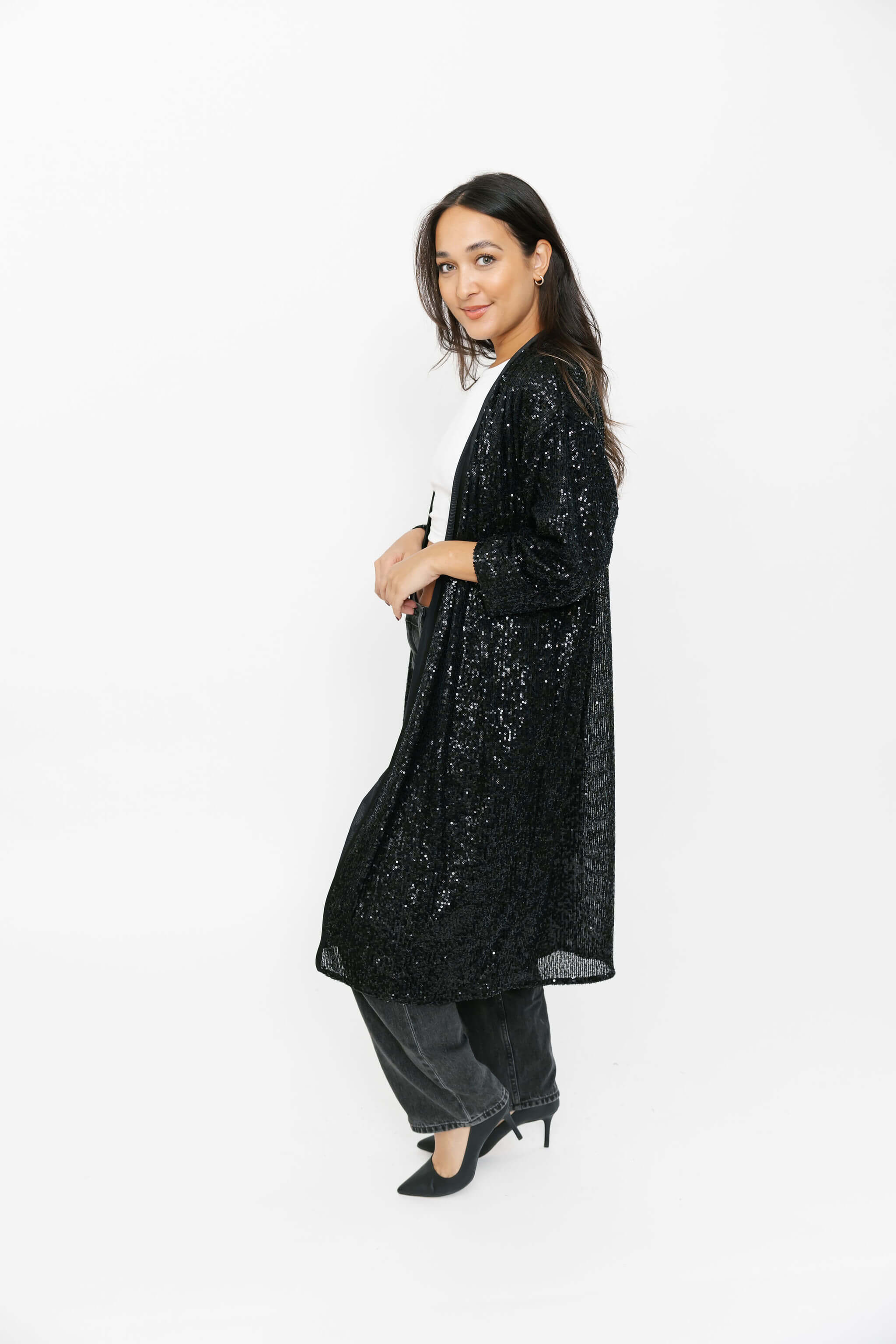 Smash + Tess Liv Sequin Duster in Evening Black