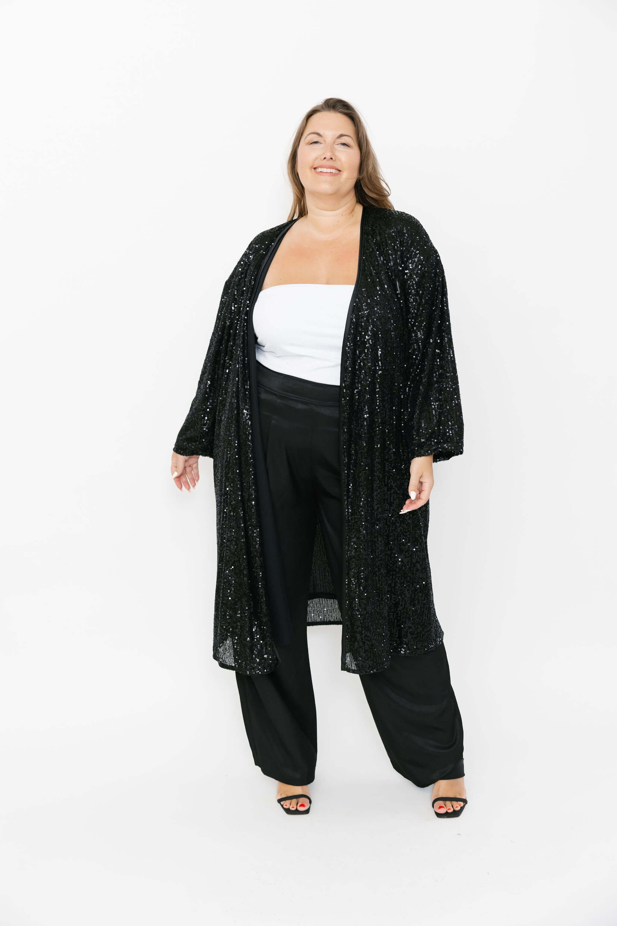 Liv Sequin Duster in Evening Black