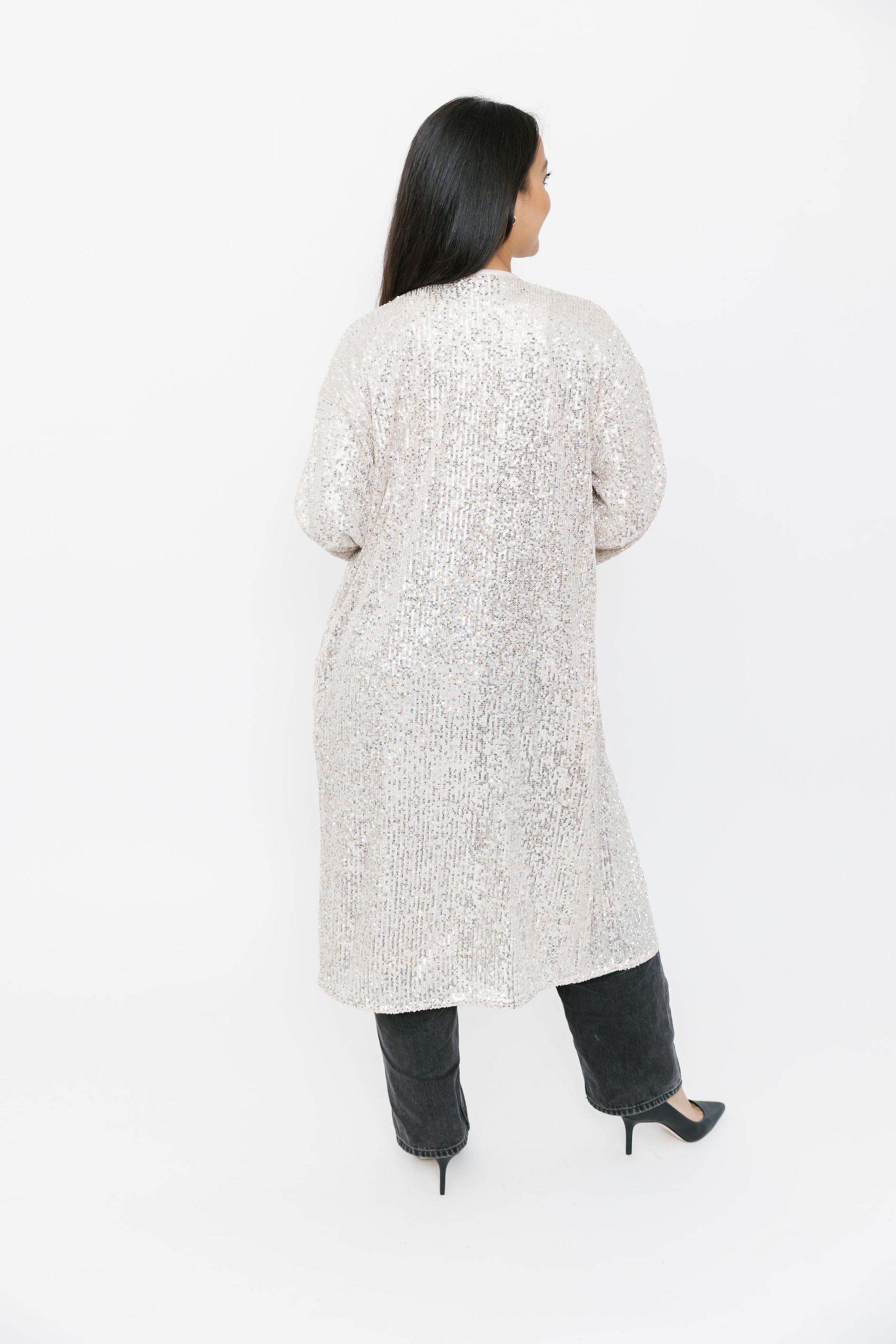 Smash + Tess Liv Sequin Duster in Silver Sparkle