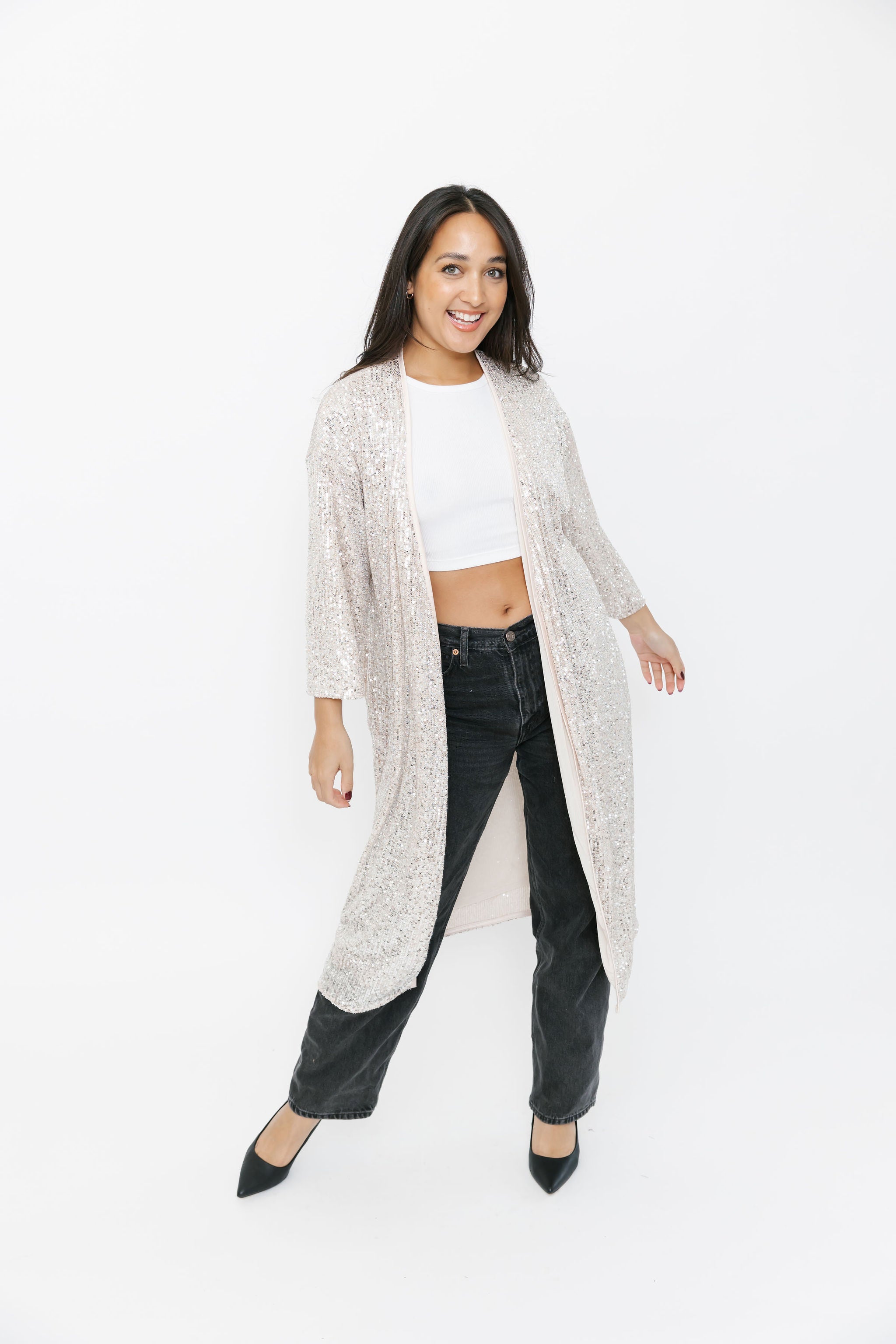 Smash + Tess Liv Sequin Duster in Silver Sparkle