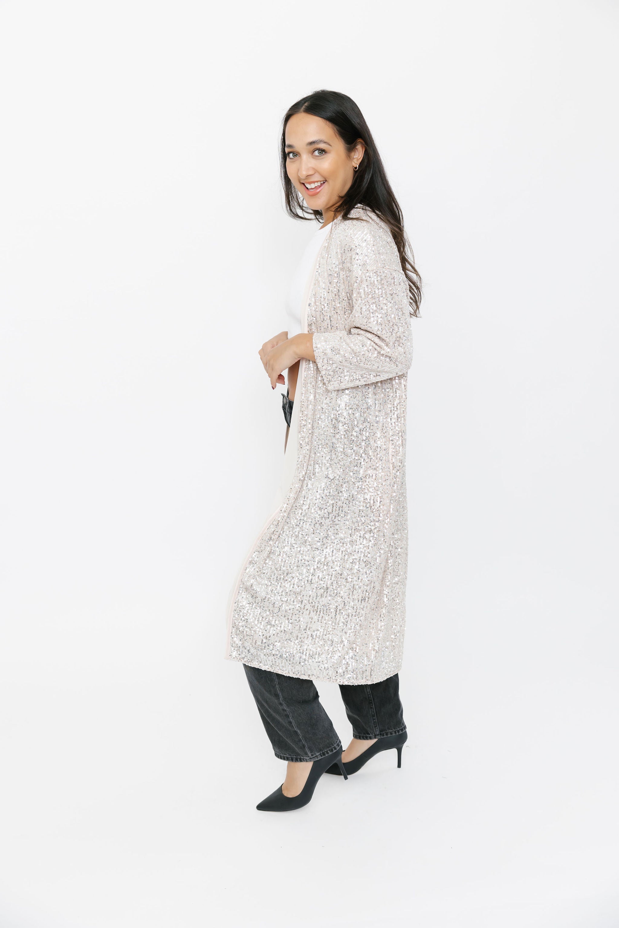 Smash + Tess Liv Sequin Duster in Silver Sparkle