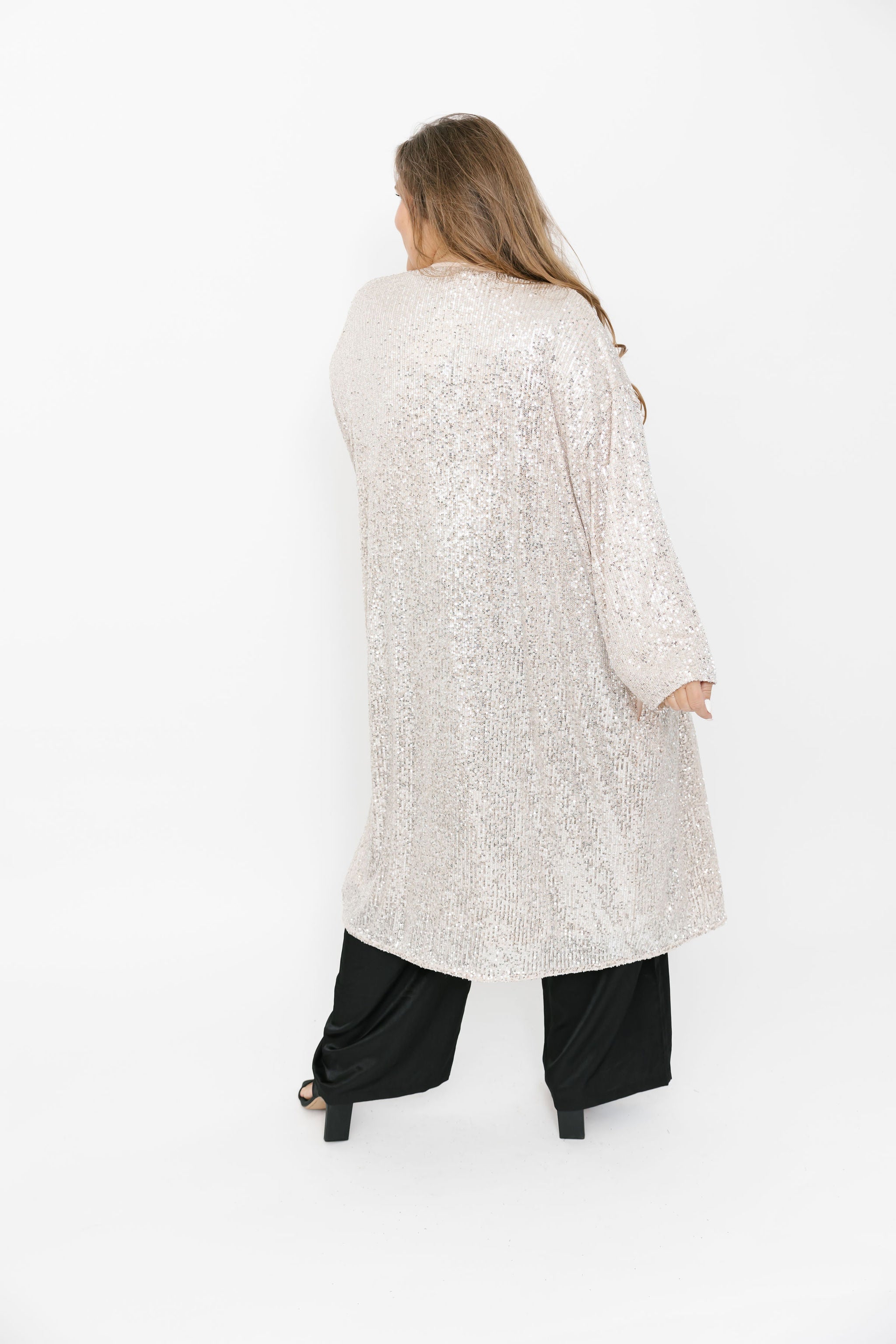 Liv Sequin Duster in Silver Sparkle Smash Tess