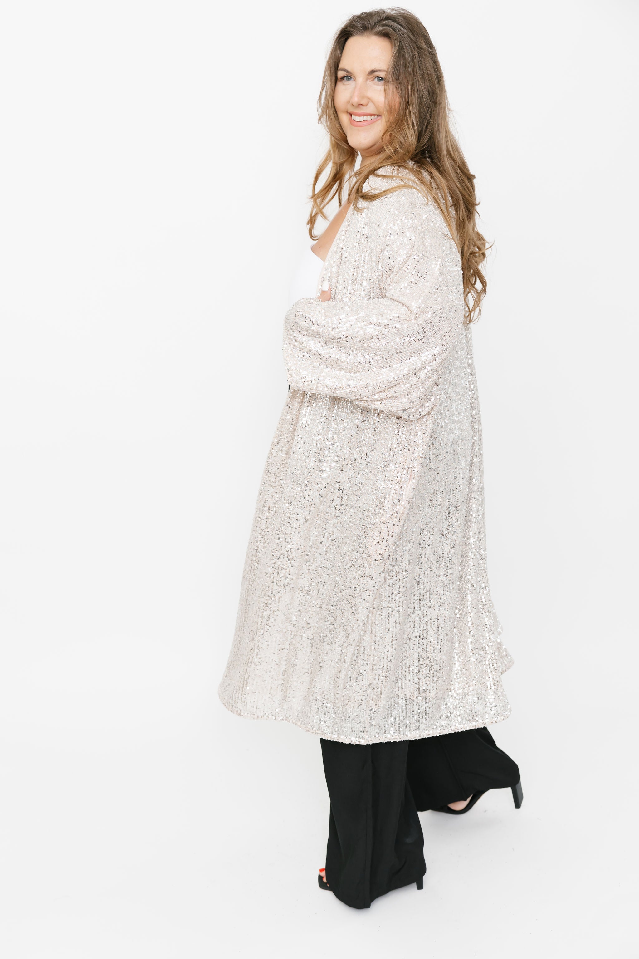 Smash + Tess Liv Sequin Duster in Silver Sparkle