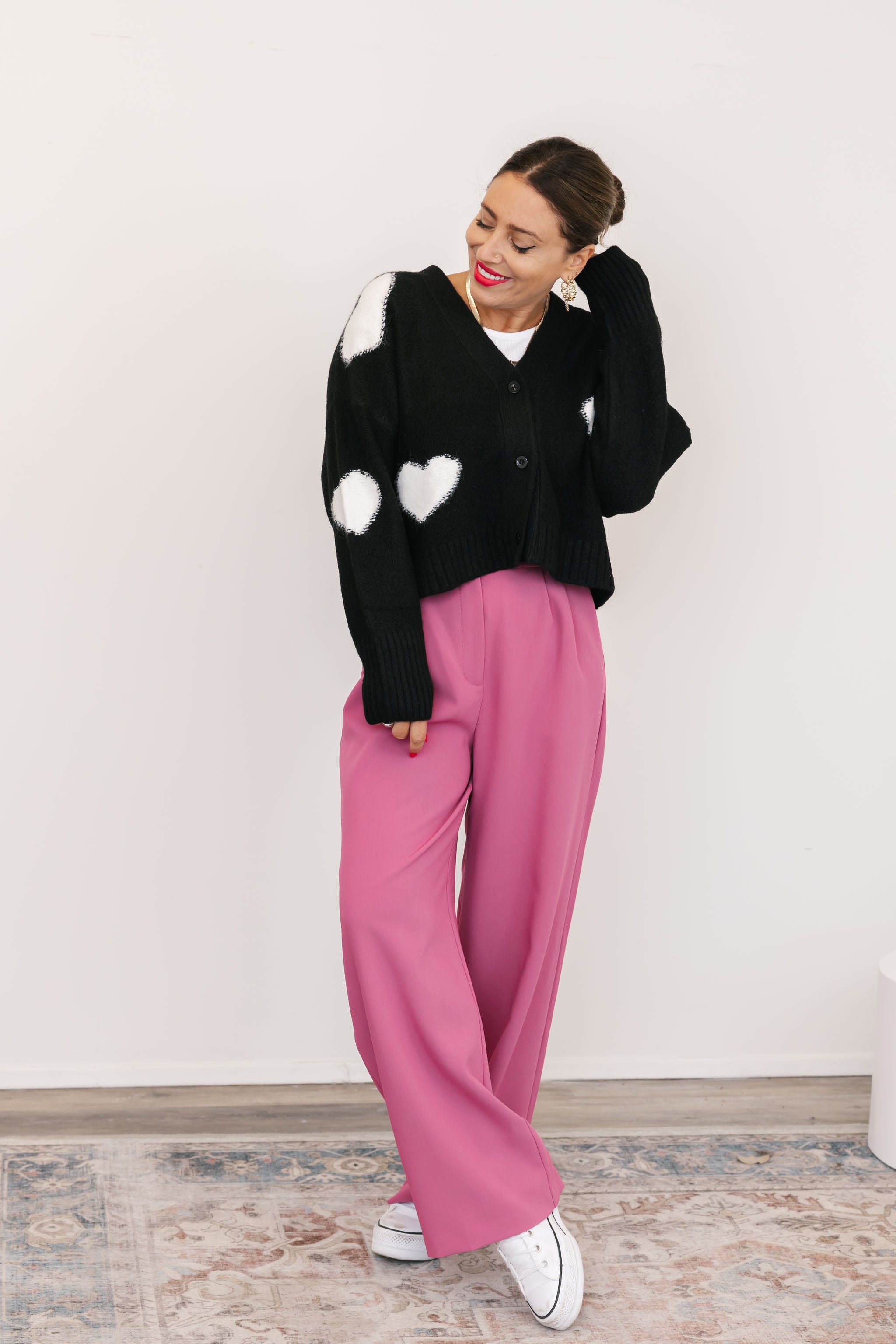 Eloise Heart Cardigan in Black Combo – Smash + Tess