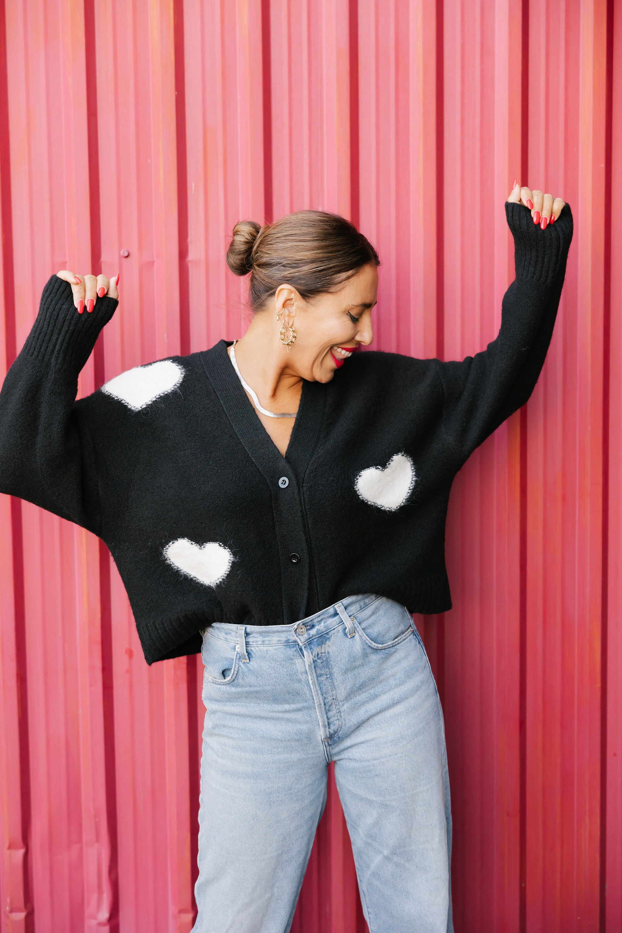 Eloise Heart Cardigan in Black Combo – Smash + Tess