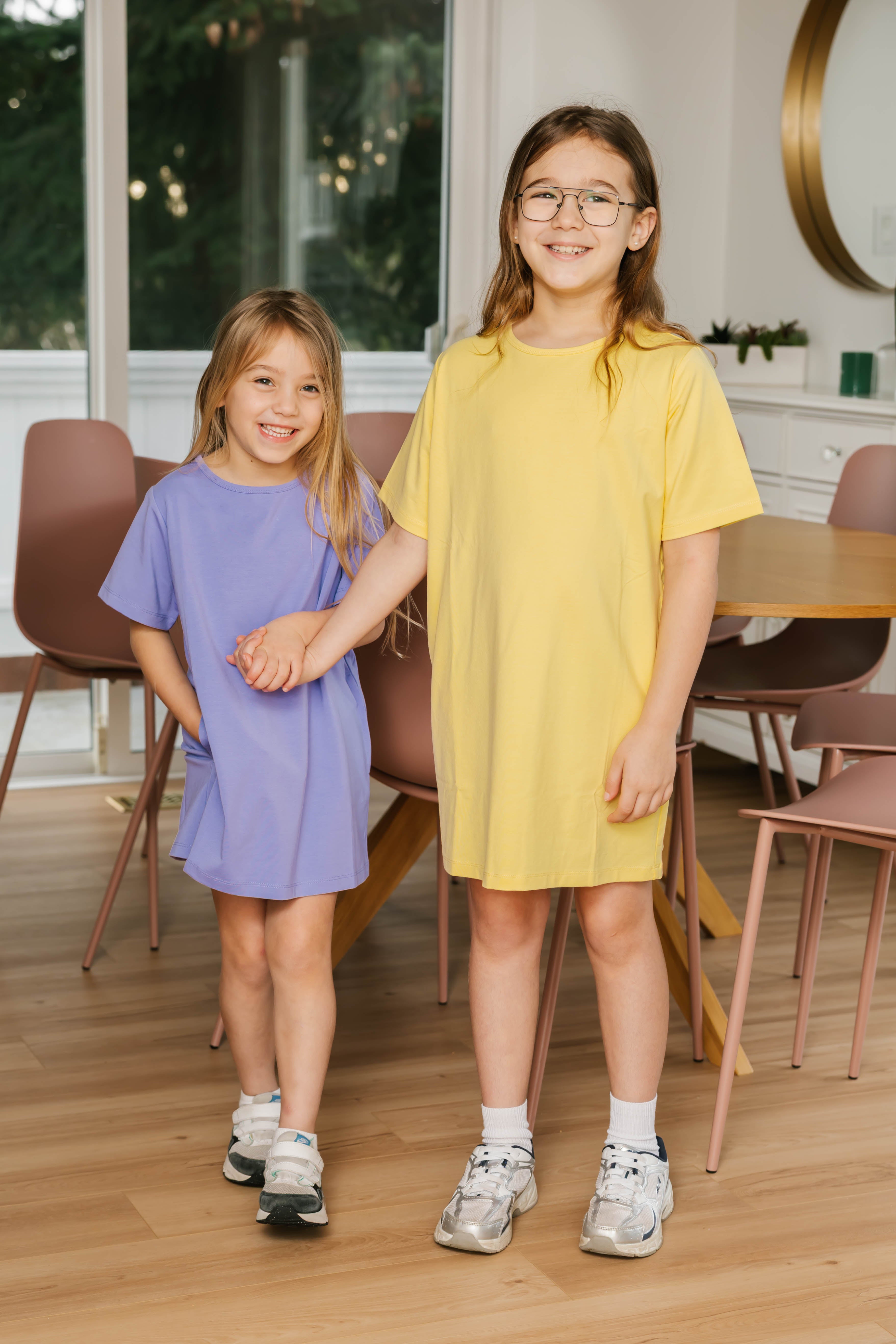 Kids Tatum T-Shirt Mini Dress in Lively Lilac