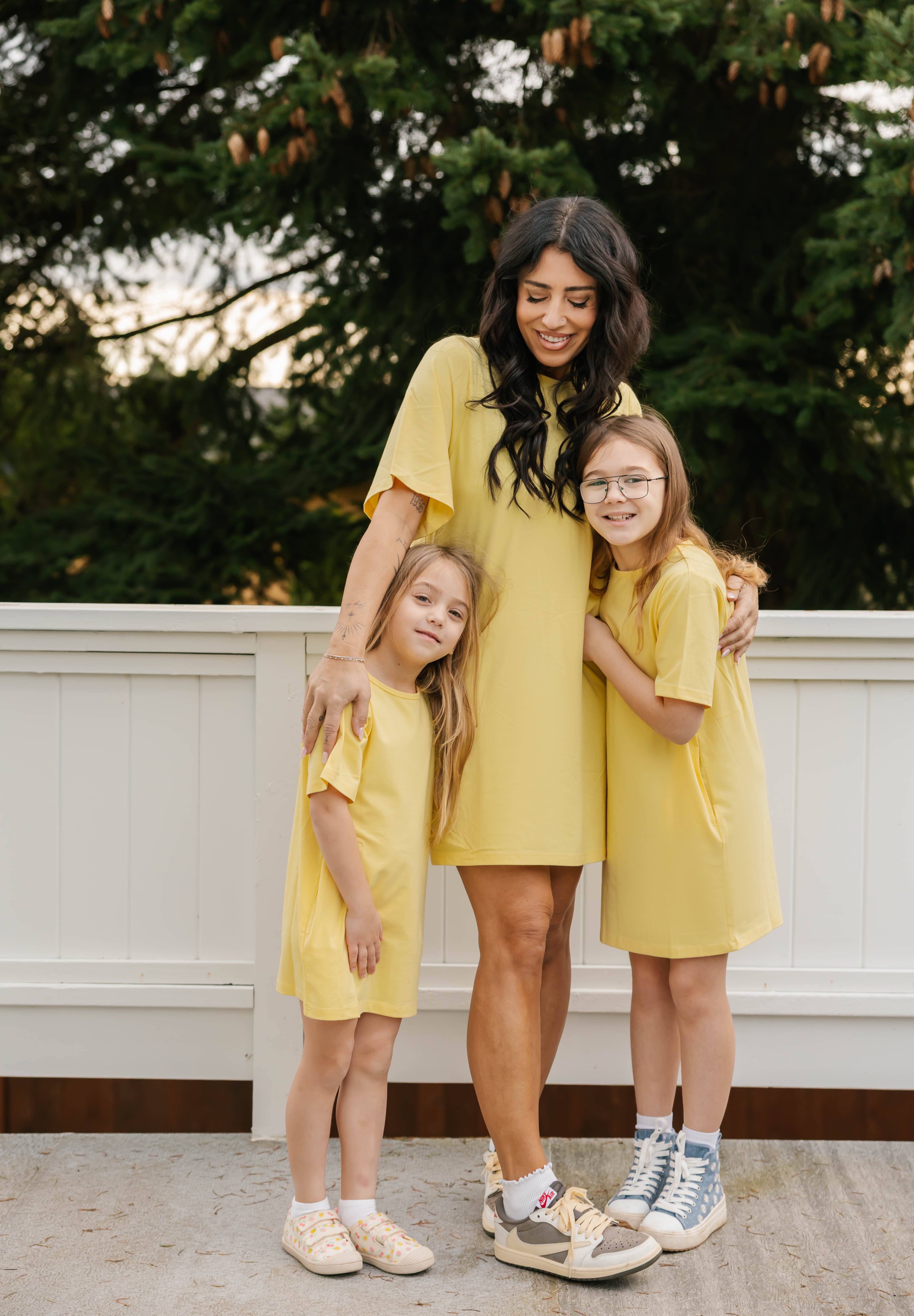 Kids Tatum T-Shirt Mini Dress in Butter Yellow – Smash + Tess