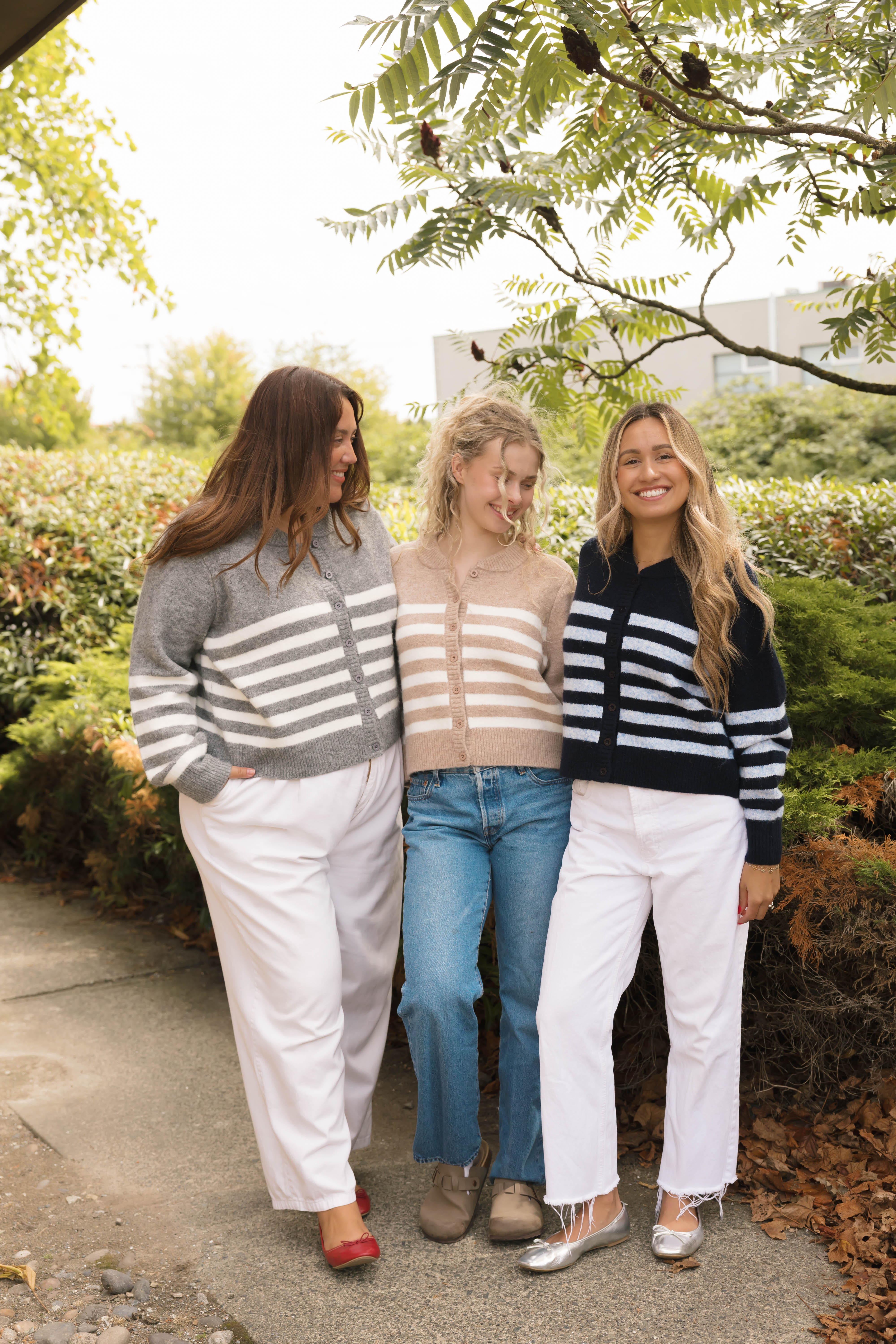 Mabel Striped Short Cardigan in Navy/Blue