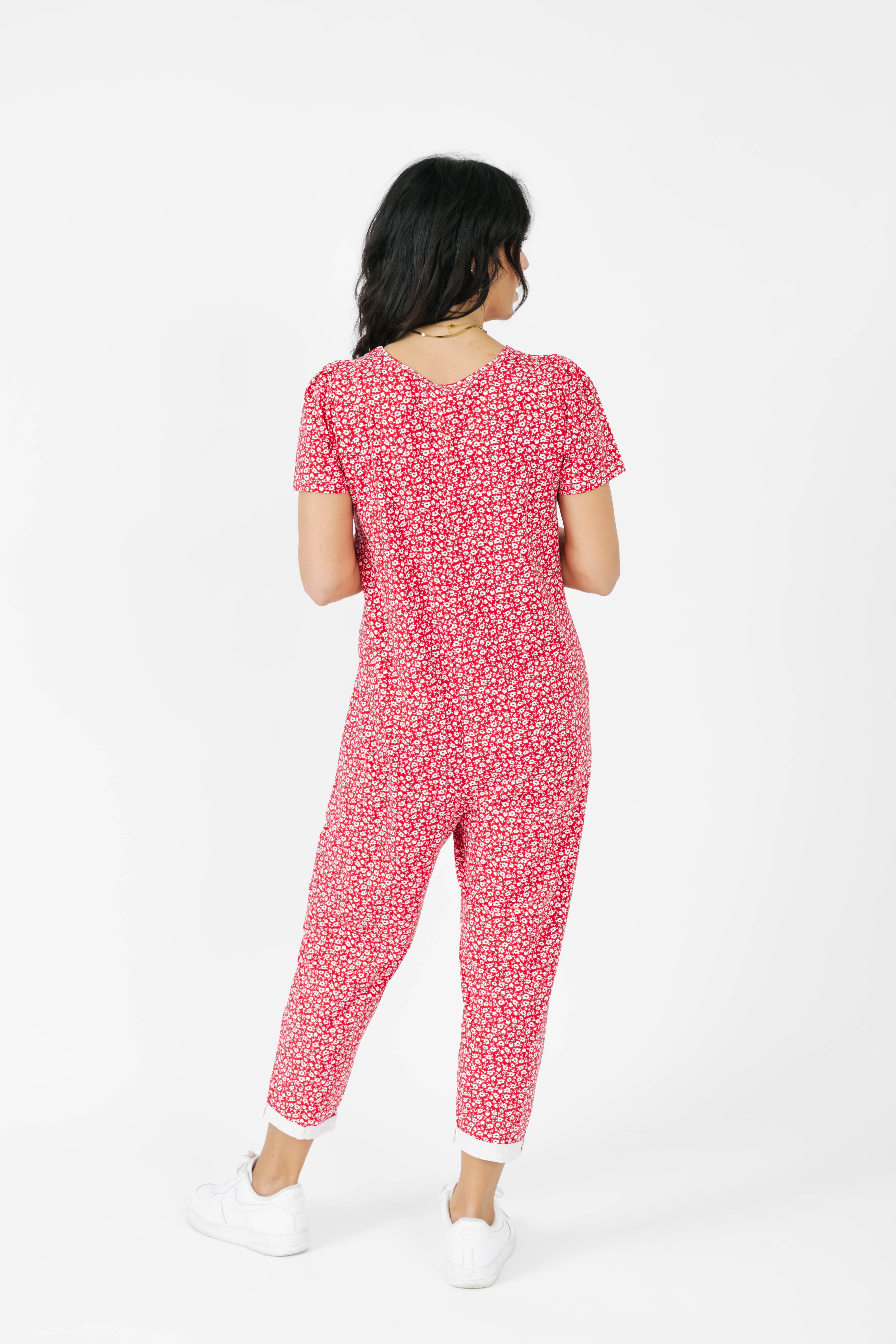 Mae Romper in Rosy Red