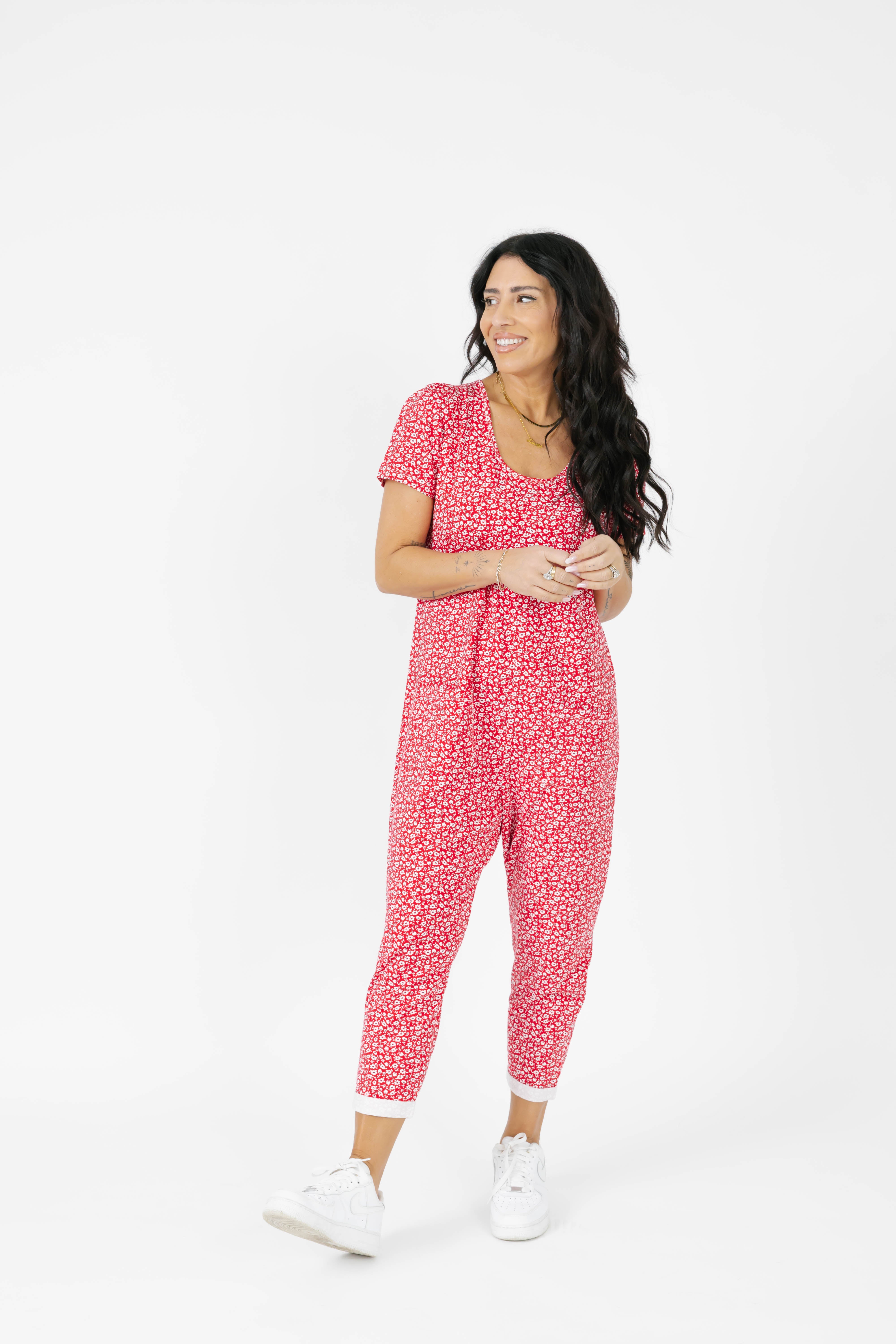 Mae Romper in Rosy Red