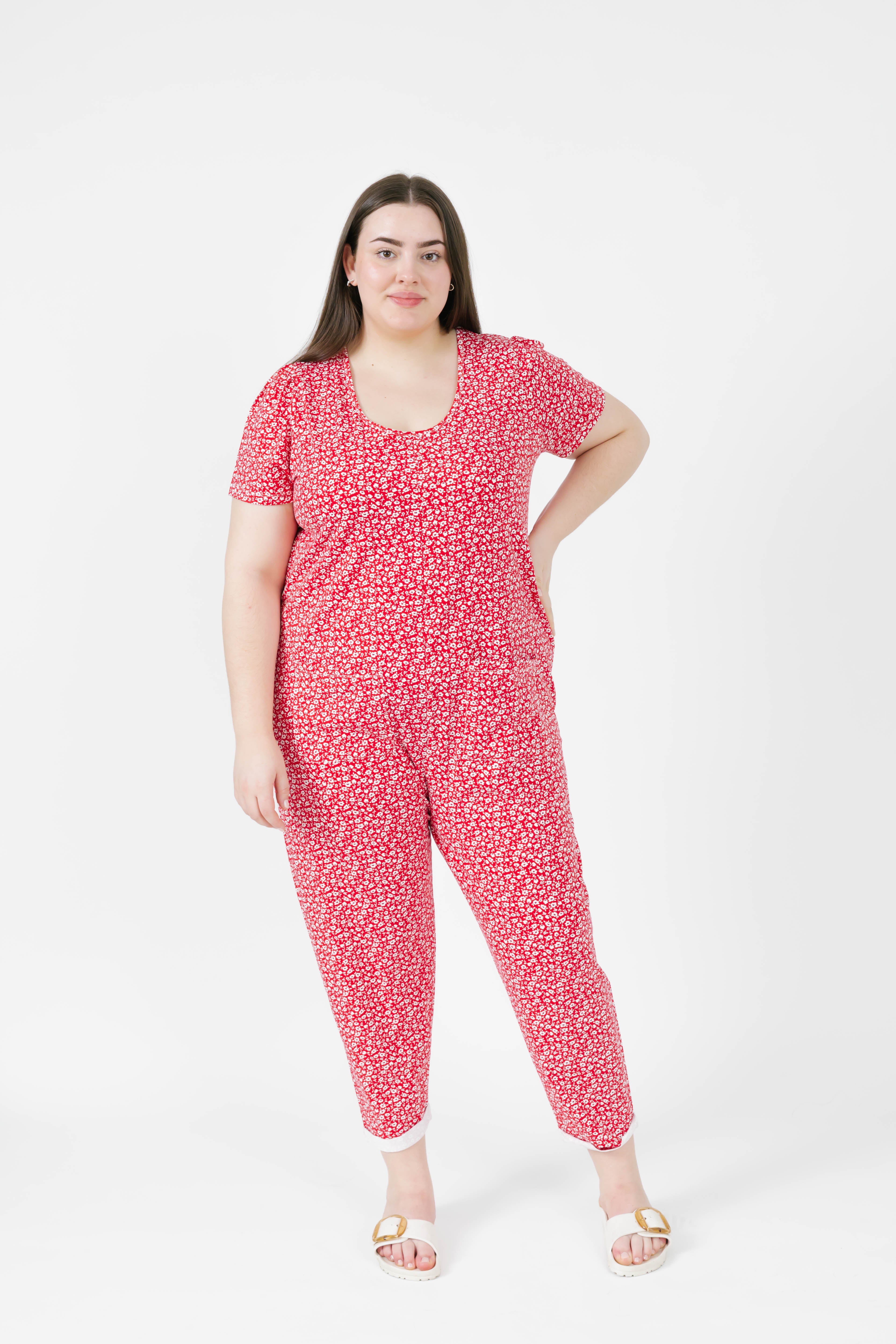 Mae Romper in Rosy Red