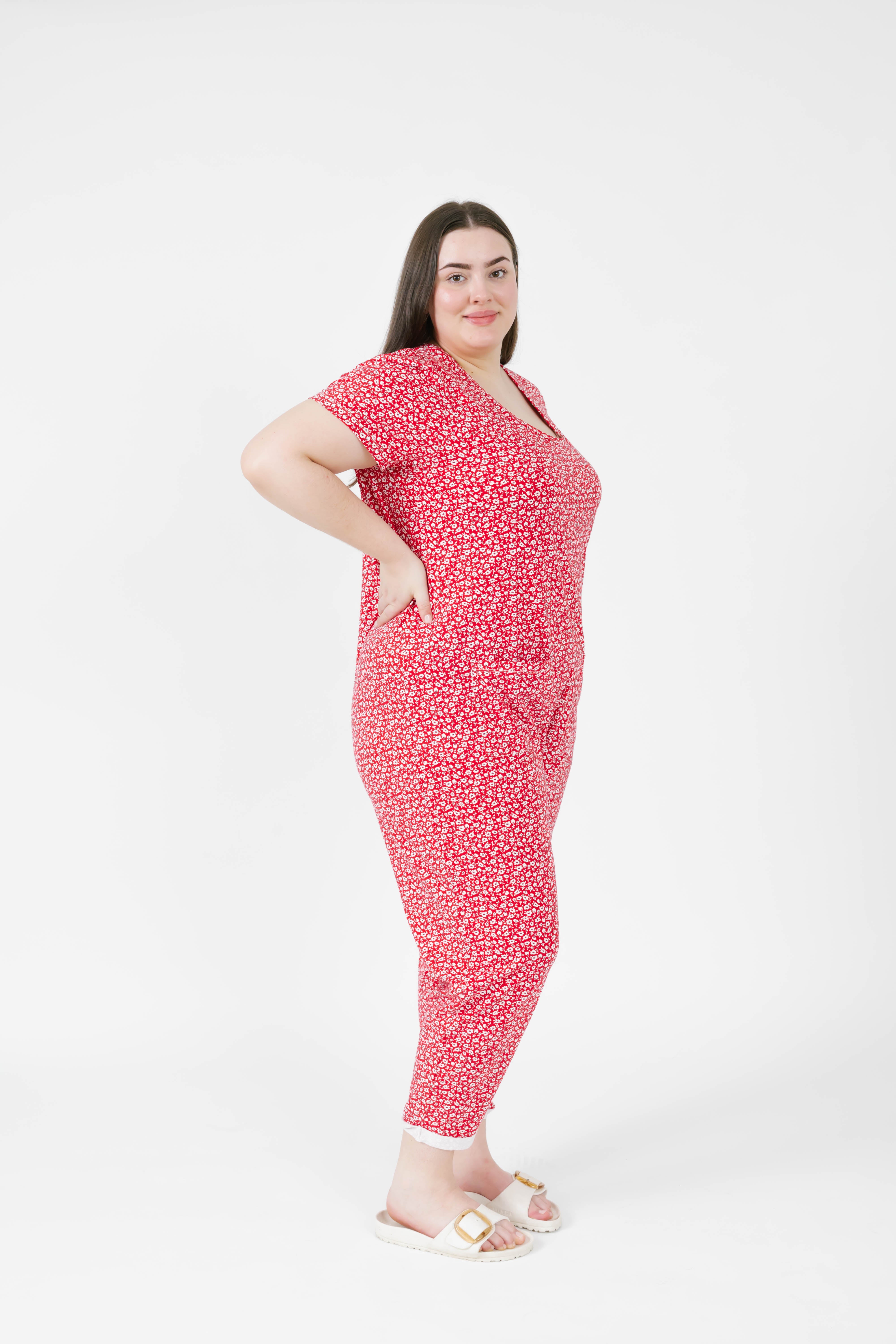 Mae Romper in Rosy Red