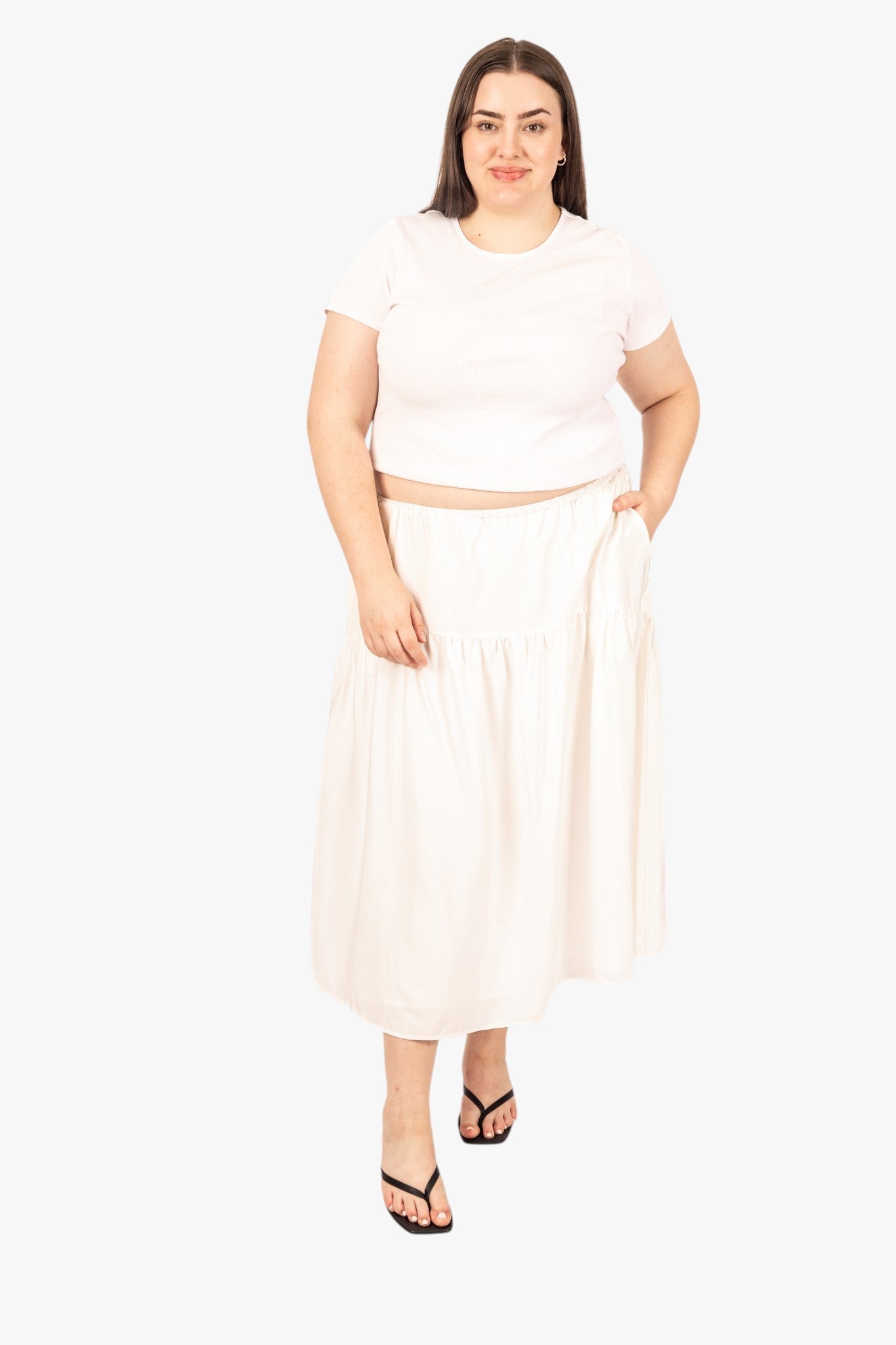 Maria Midi Skirt in Soft Cream