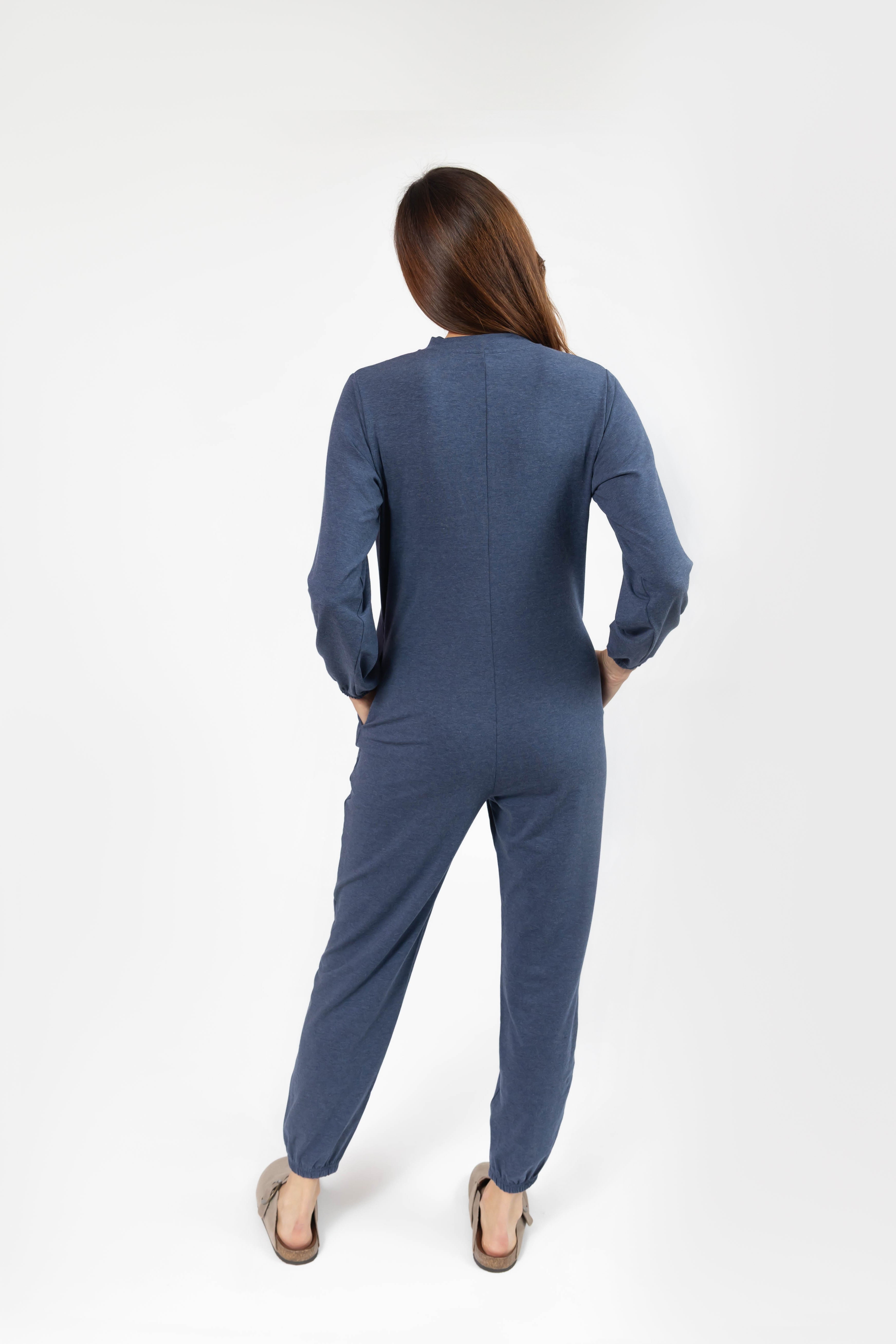 Matilda Zip Up Romper in Heather Lake