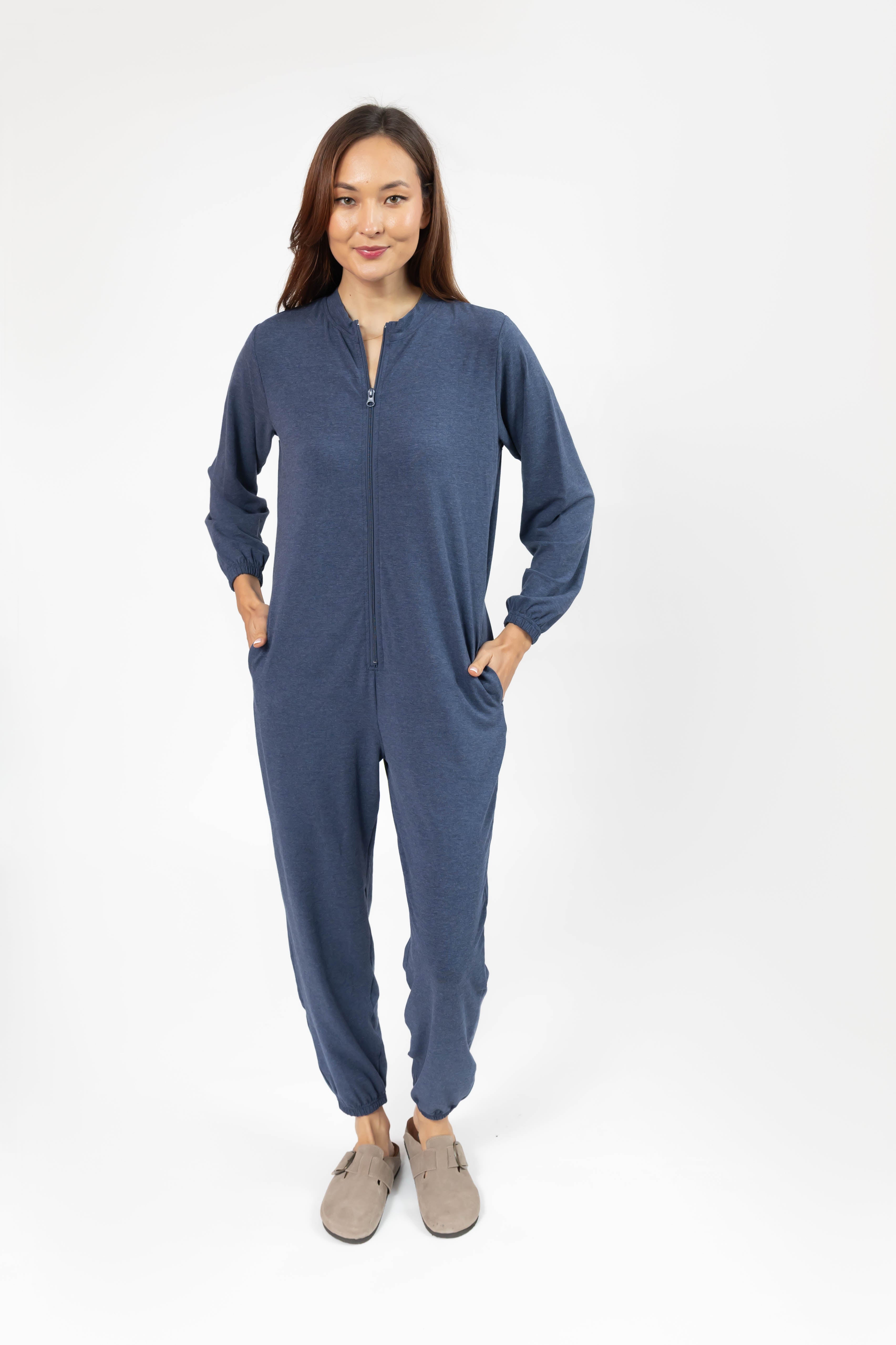 Matilda Zip Up Romper in Heather Lake