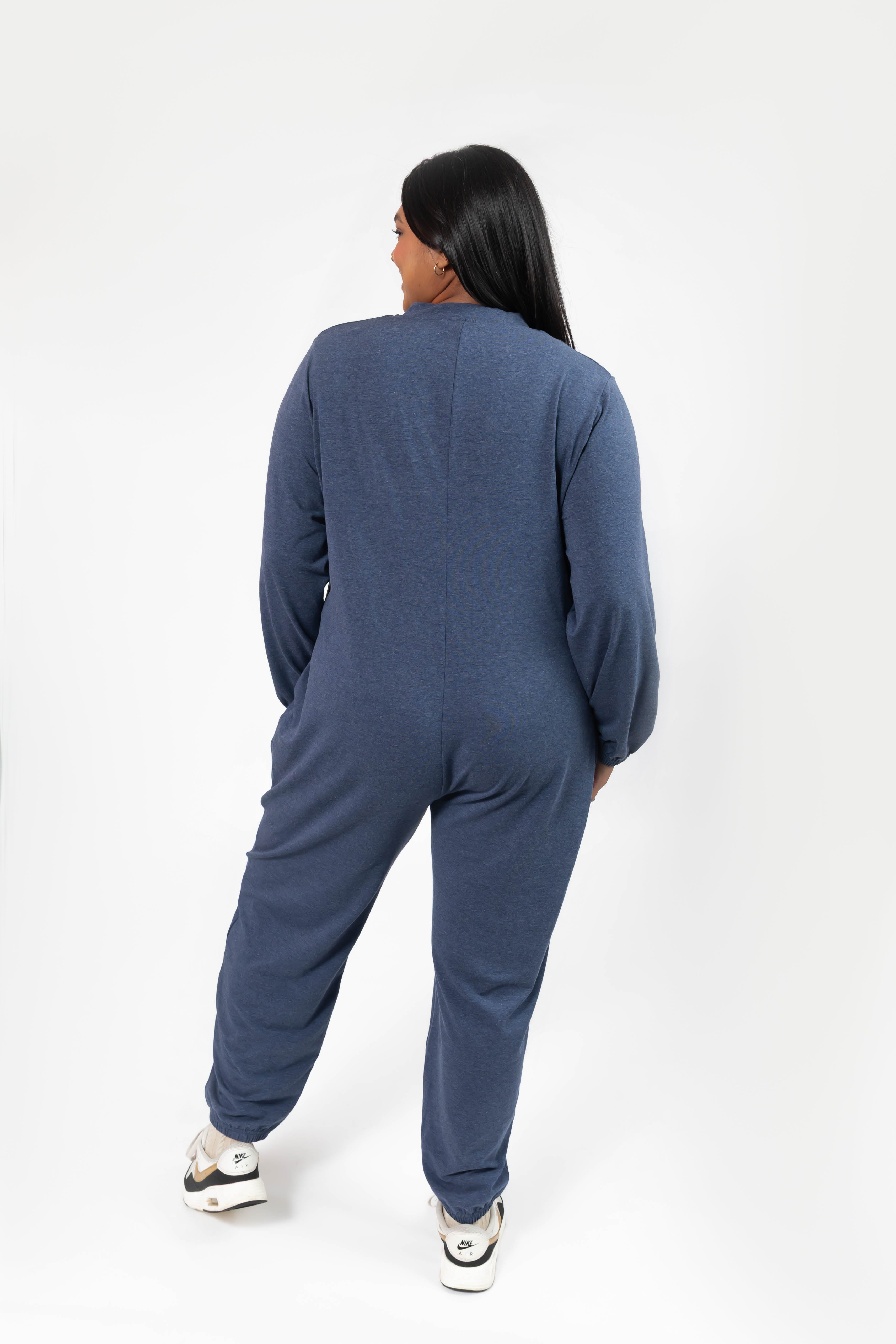 Matilda Zip Up Romper in Heather Lake