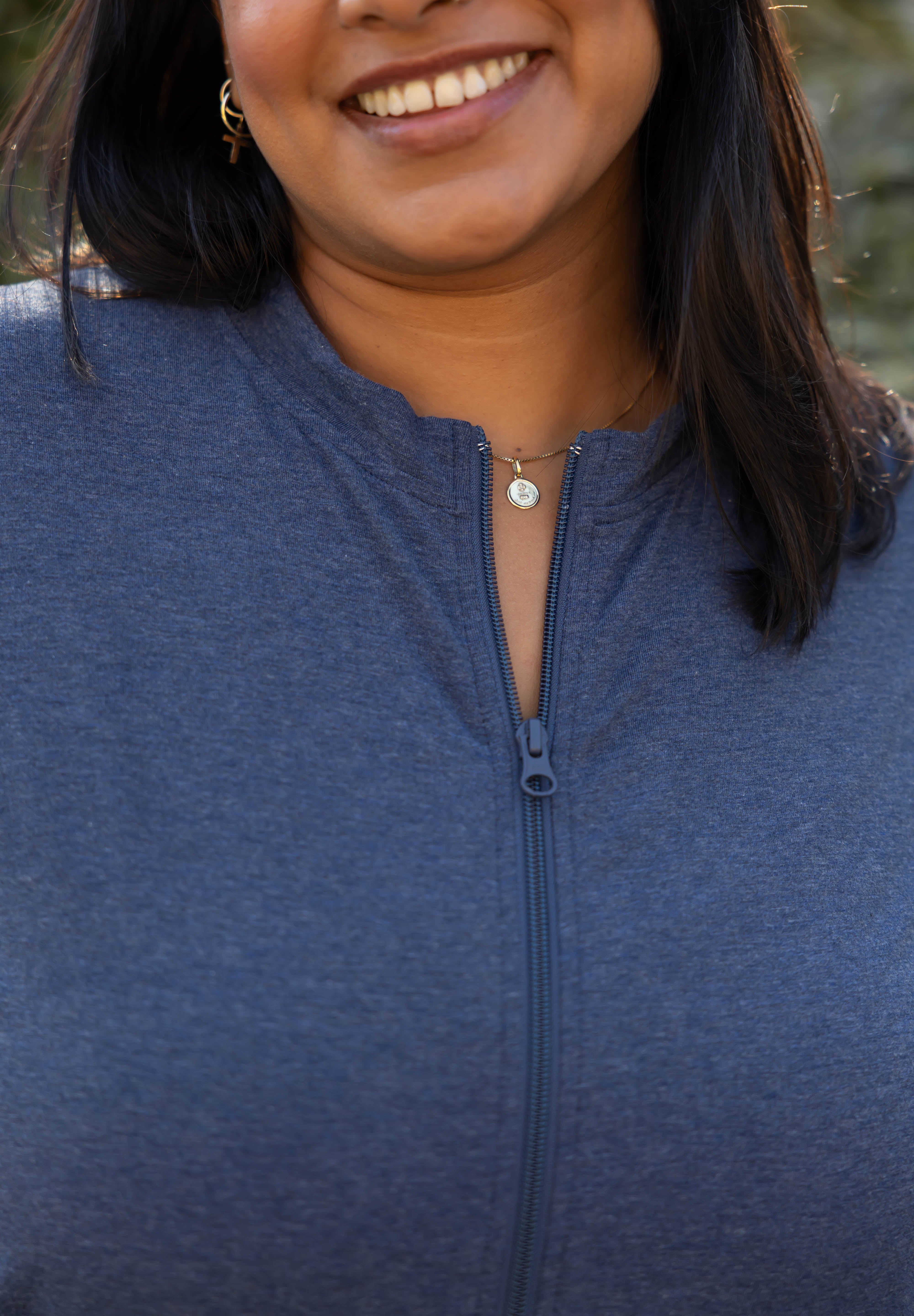 Matilda Zip Up Romper in Heather Lake