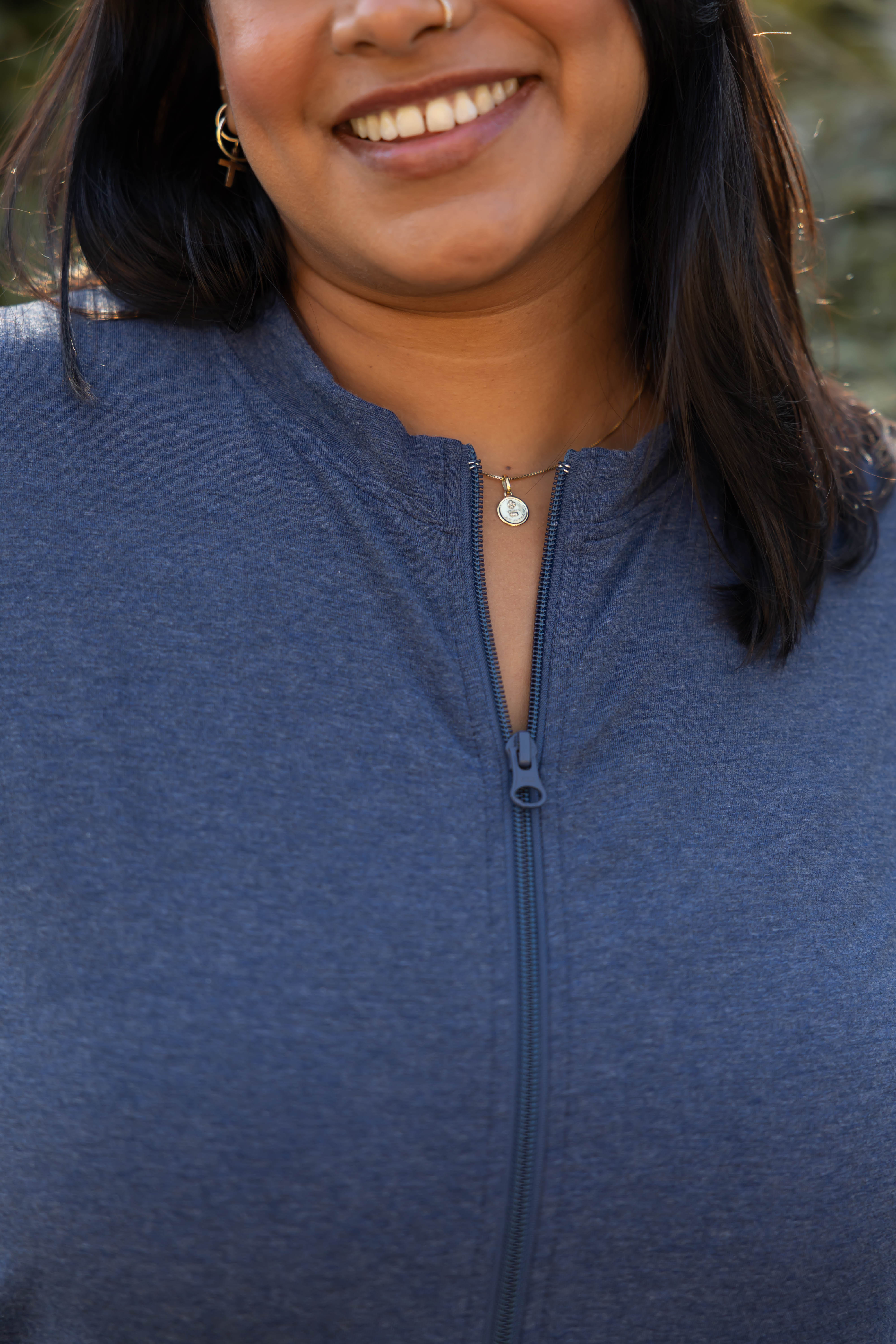 Matilda Zip Up Romper in Heather Lake