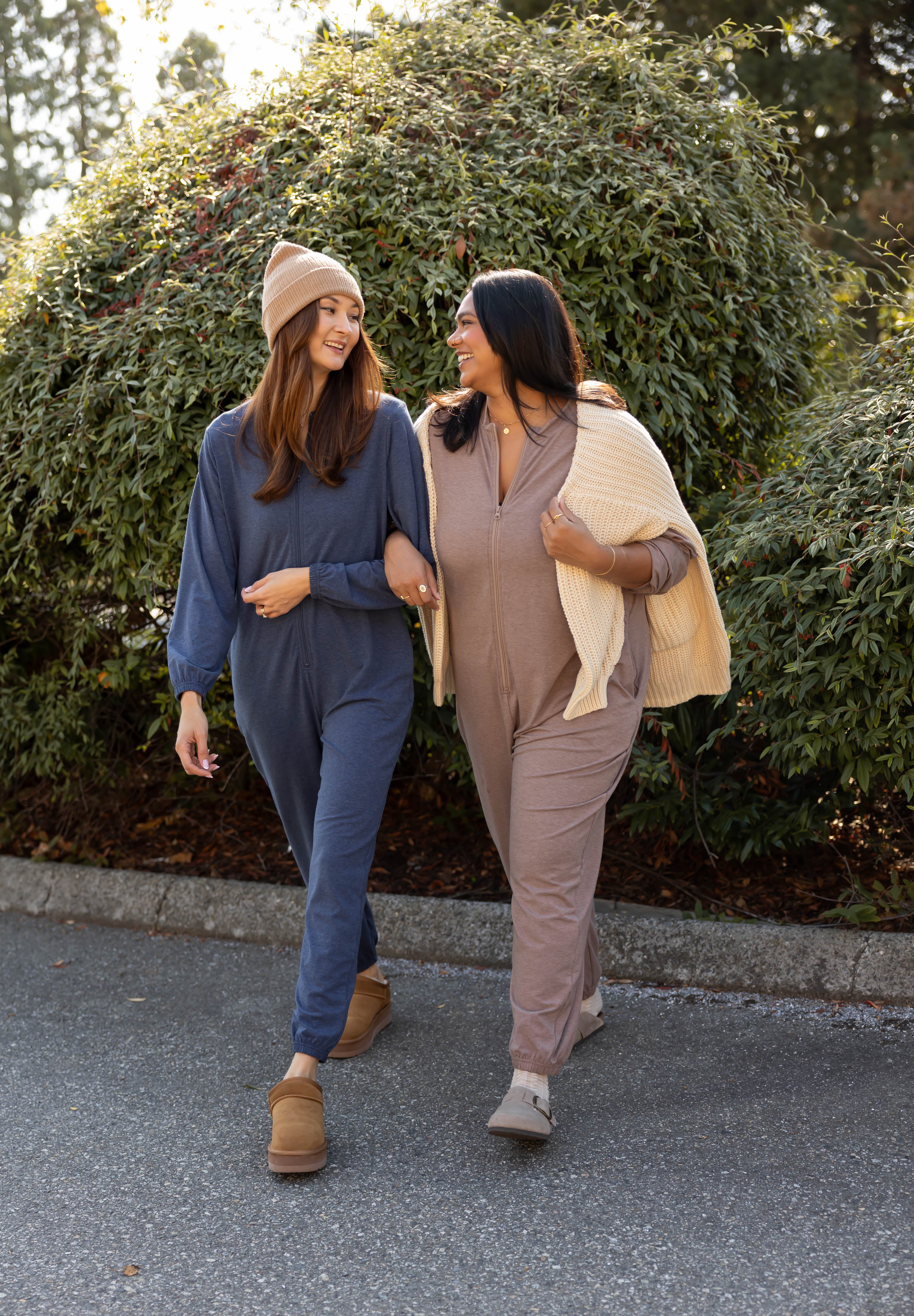 Matilda Zip Up Romper in Mocha Brown