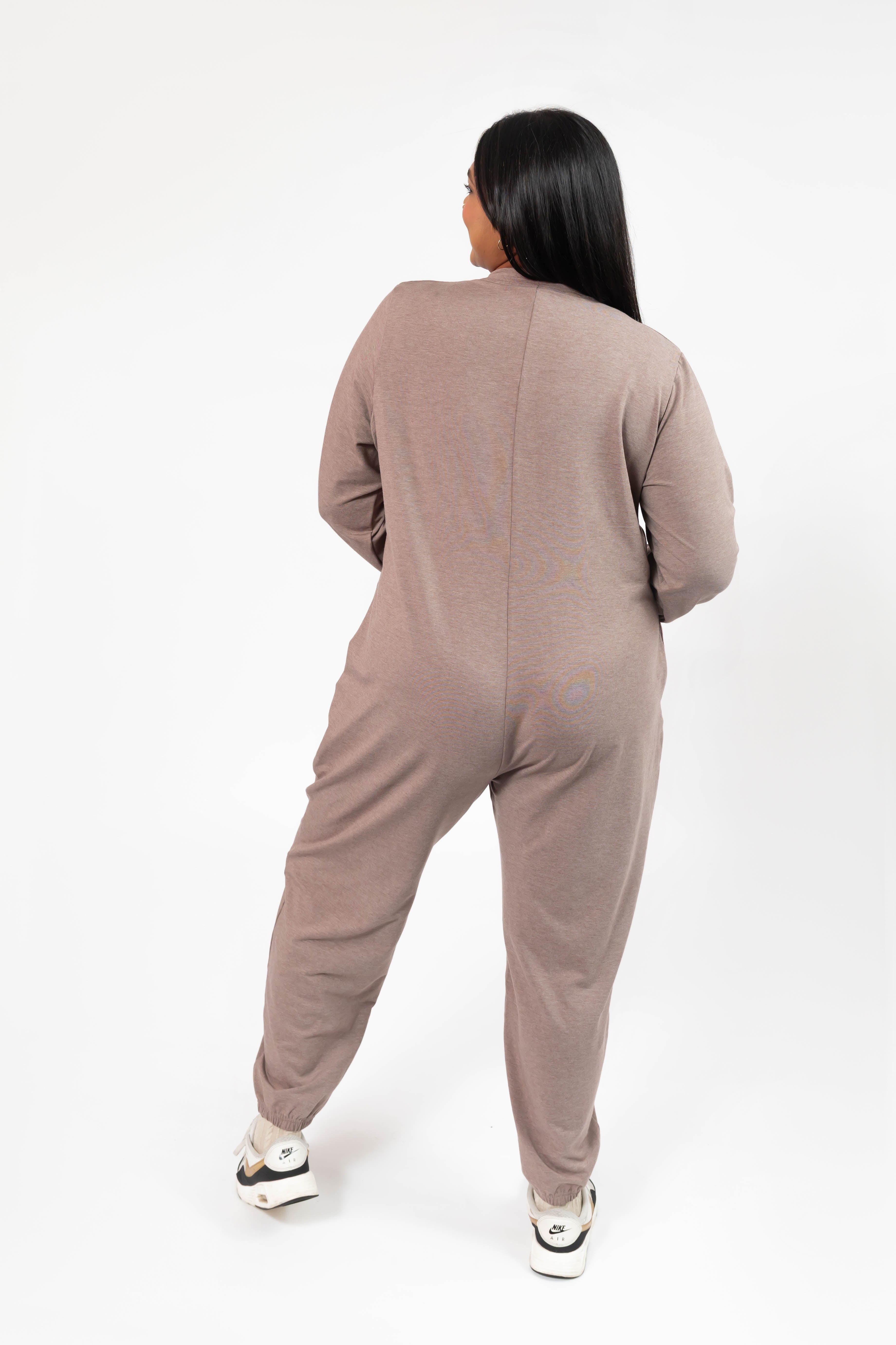 Matilda Zip Up Romper in Mocha Brown