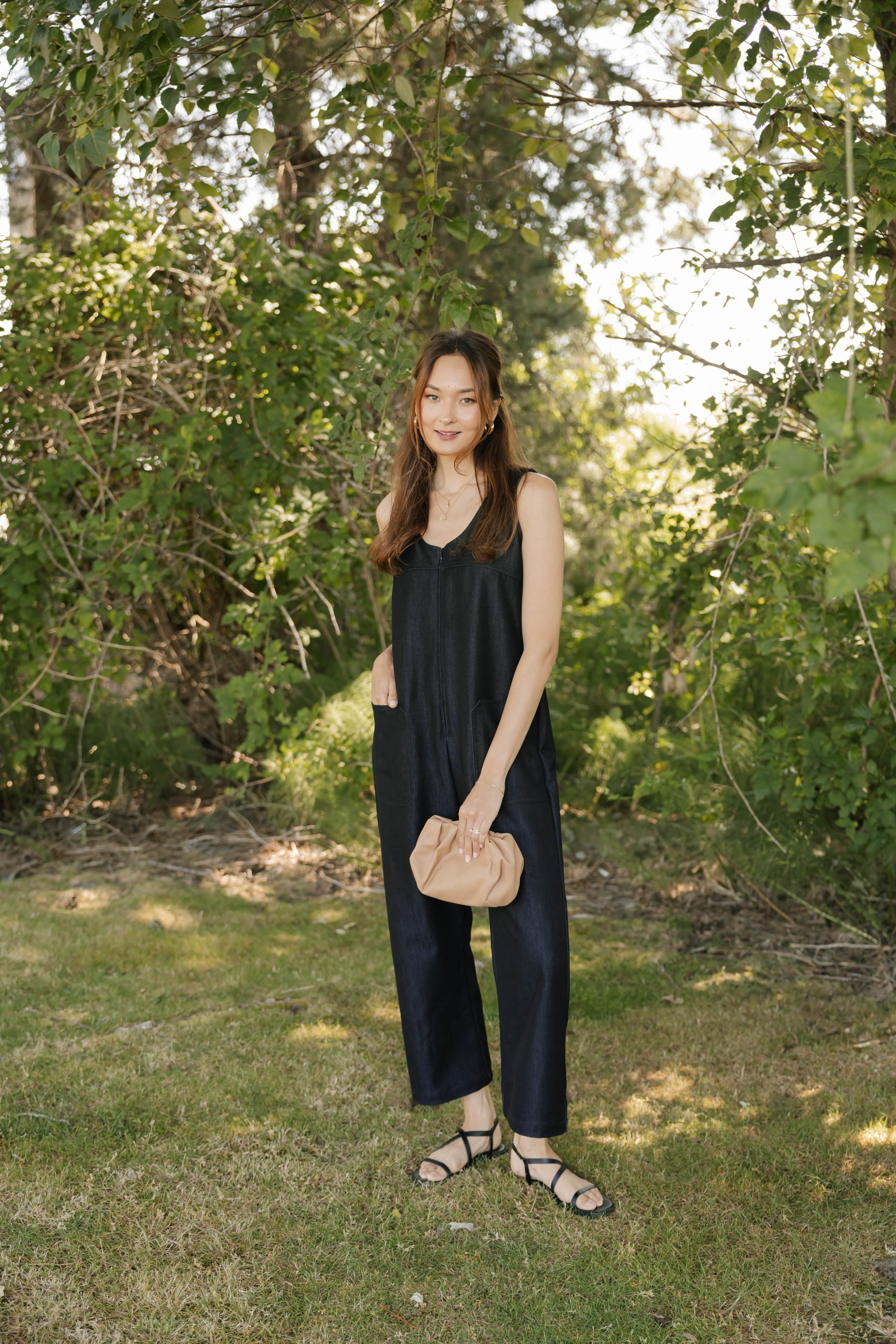 Melani Denim Romper in Black Denim