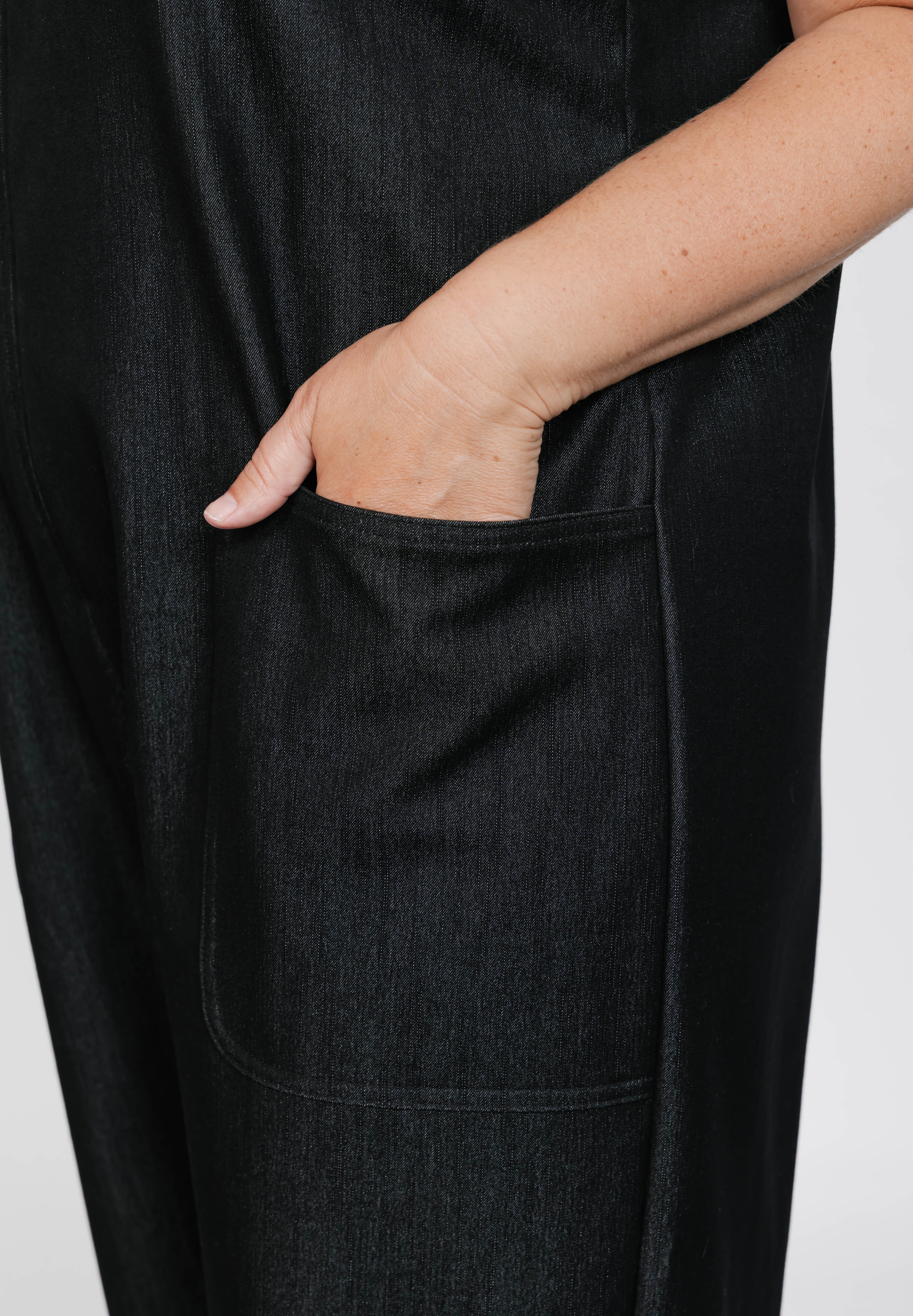 Melani Denim Romper in Black Denim