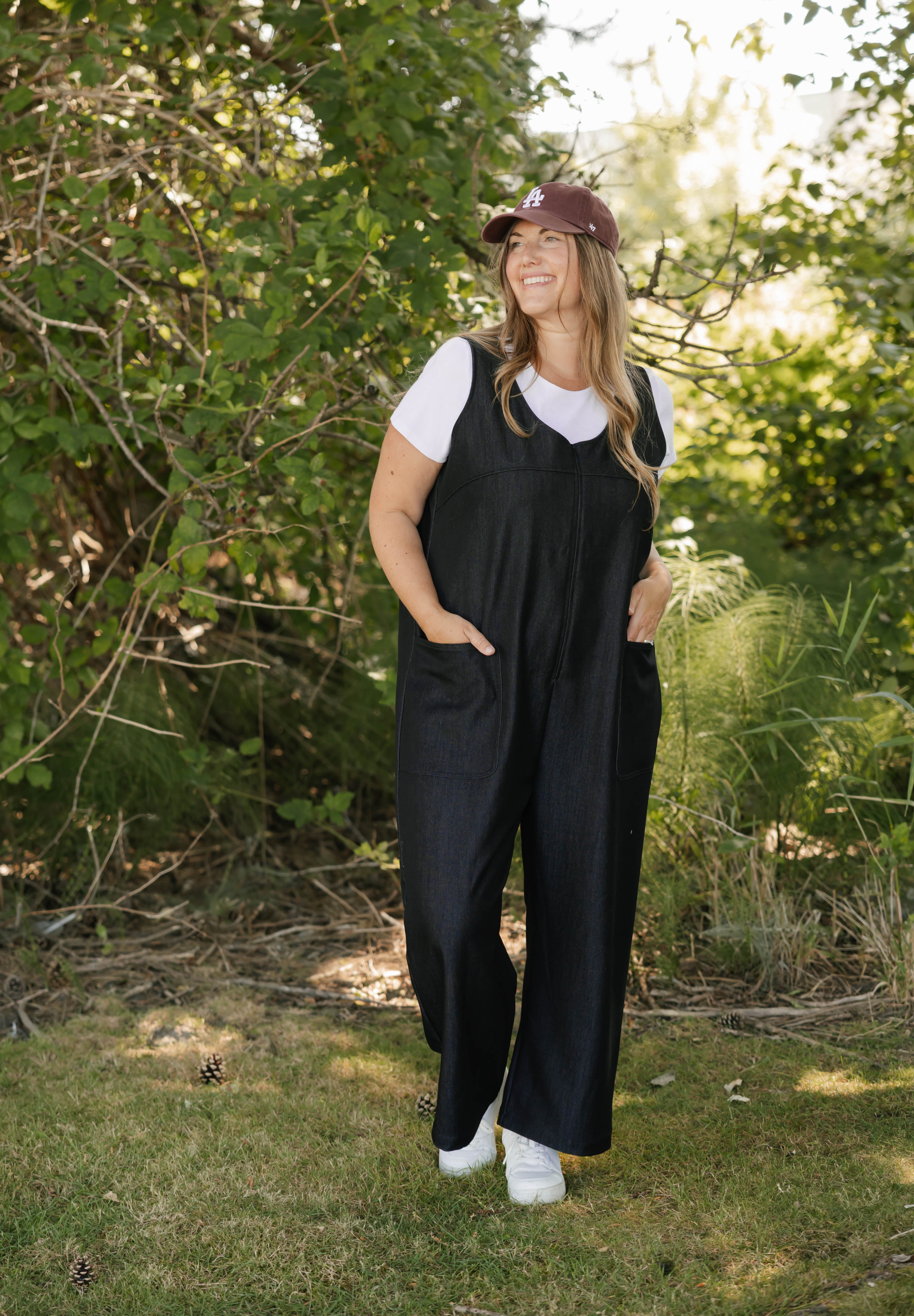Melani Denim Romper in Black Denim