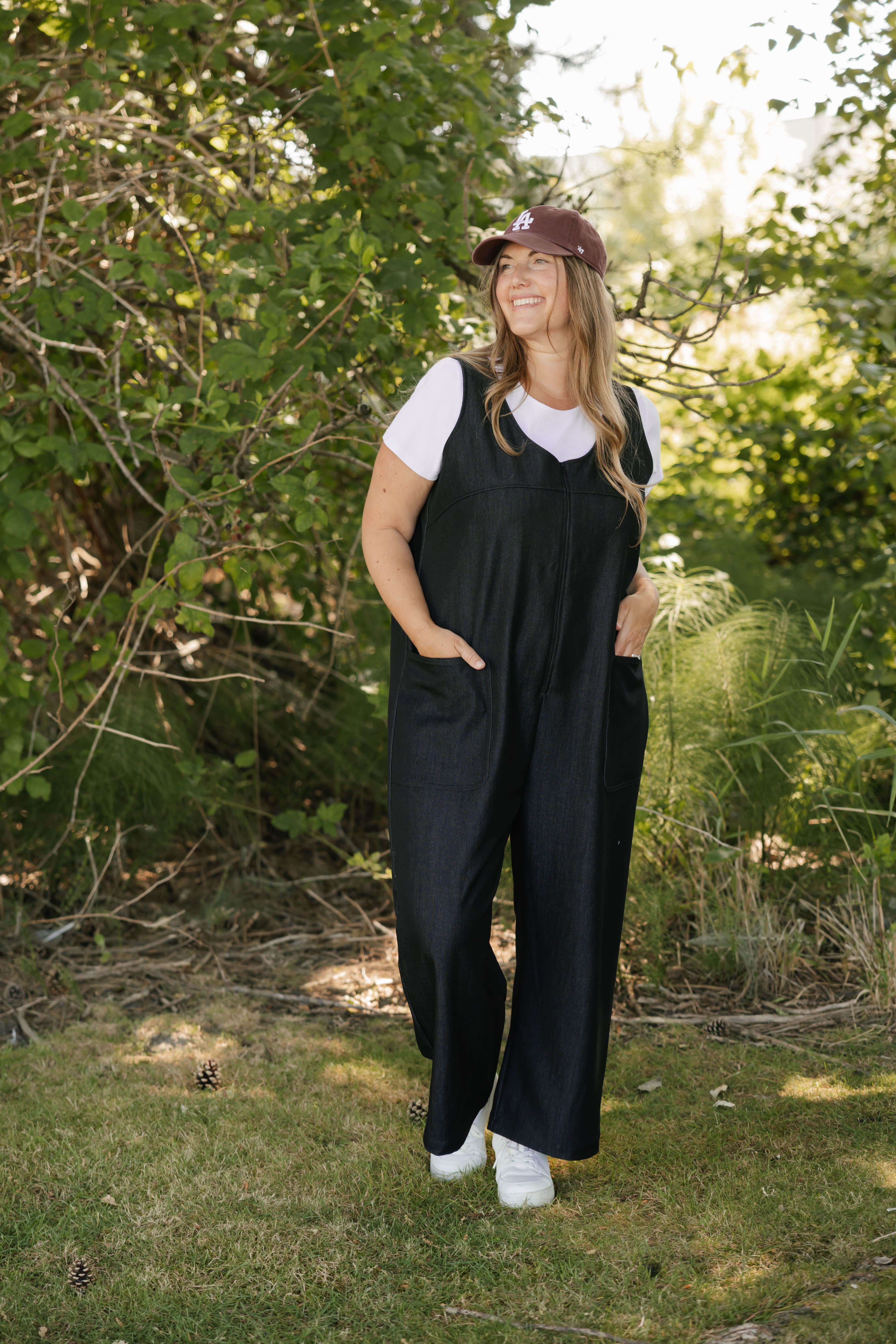 Melani Denim Romper in Black Denim
