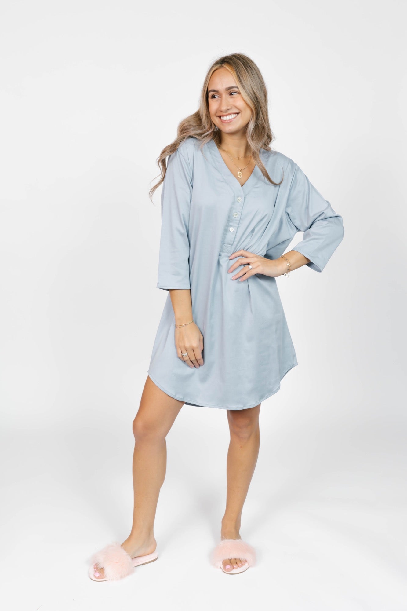 Melina Sleep Dress in Sky Blue