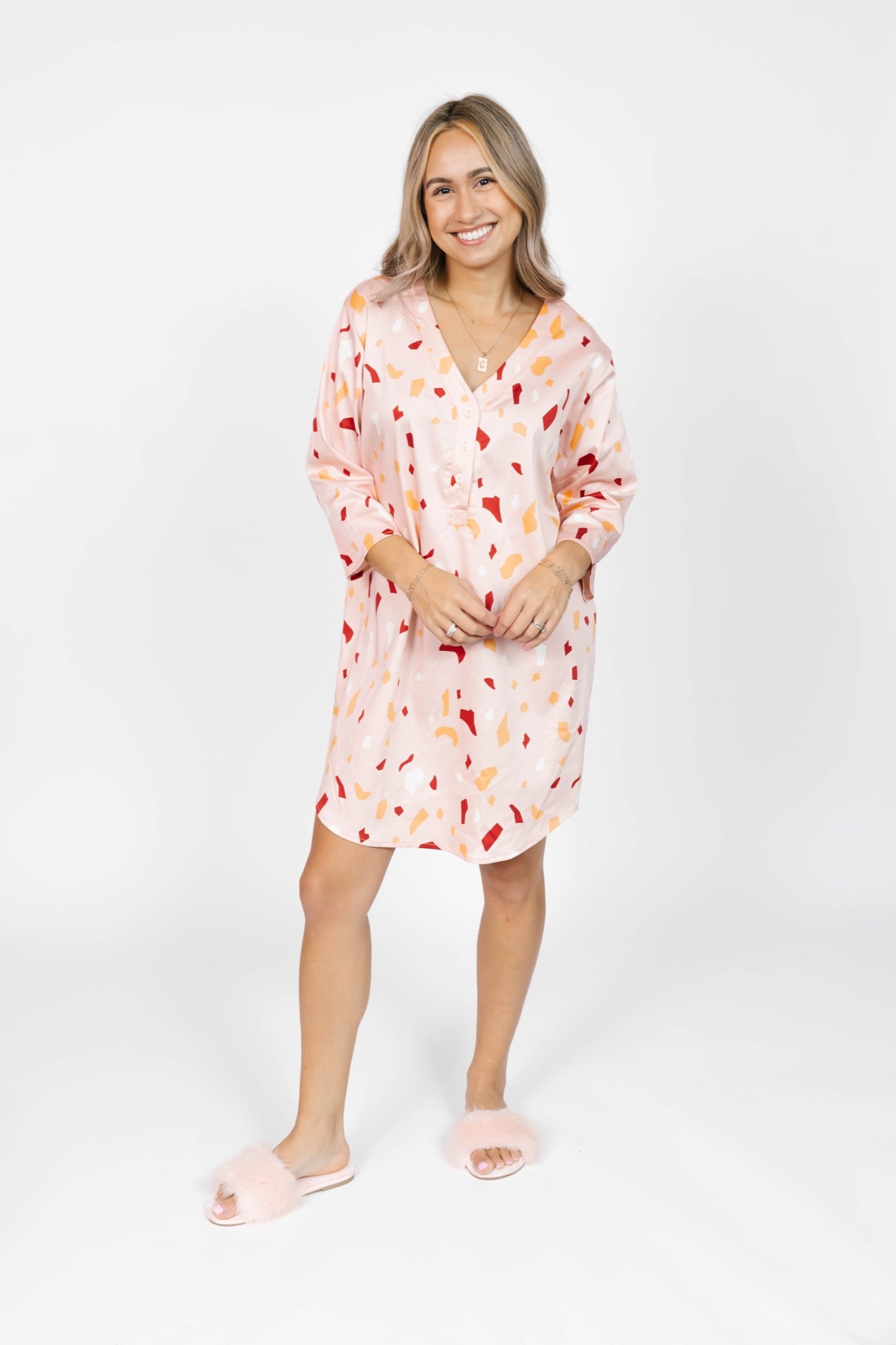 Melina Sleep Dress in Terrazzo